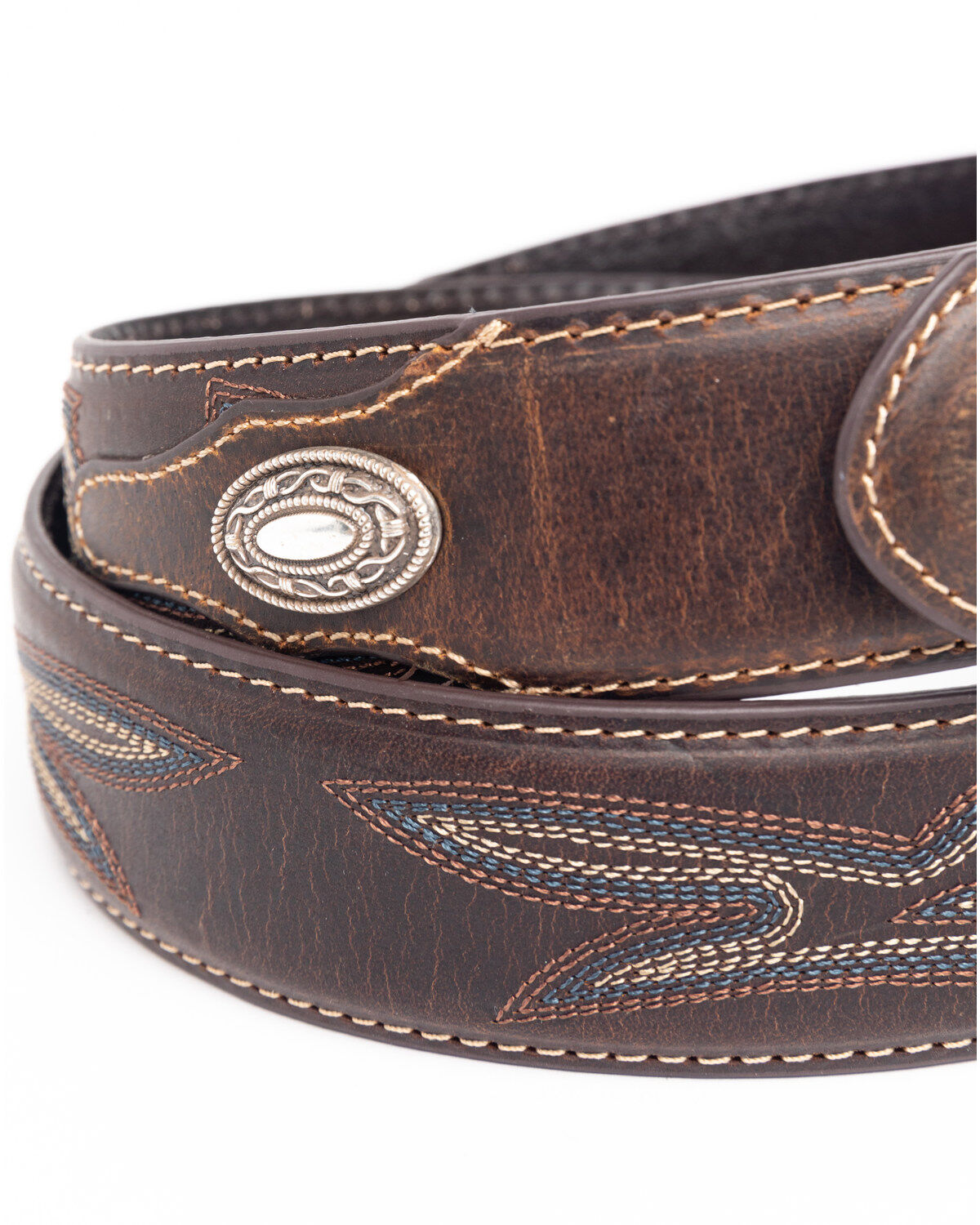 Cody James Men's Turquoise Stitched Longhorn Buckle Belt