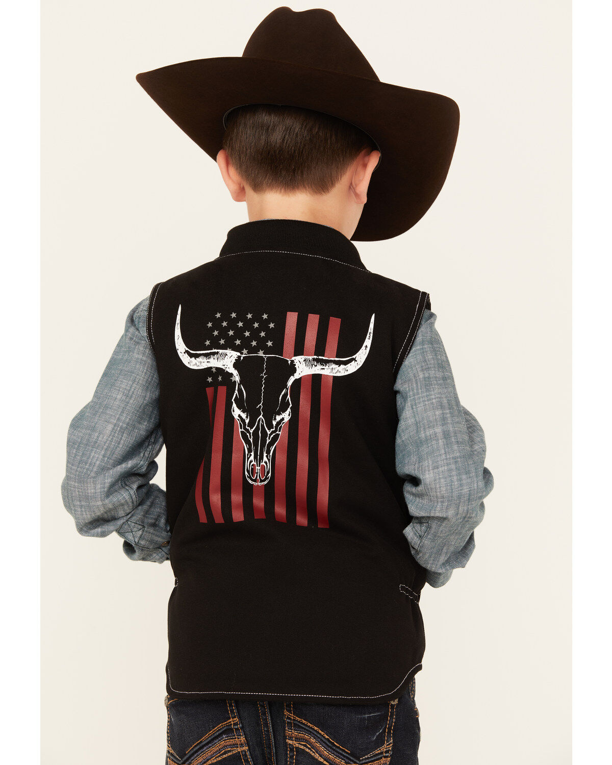 Cowboy Hardware Boys' Flag Skull Canvas Vest