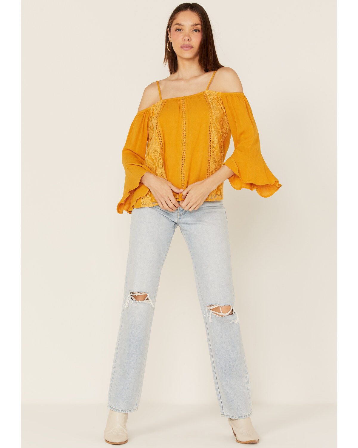 Miss Me Women's Cold Shoulder Lace Top