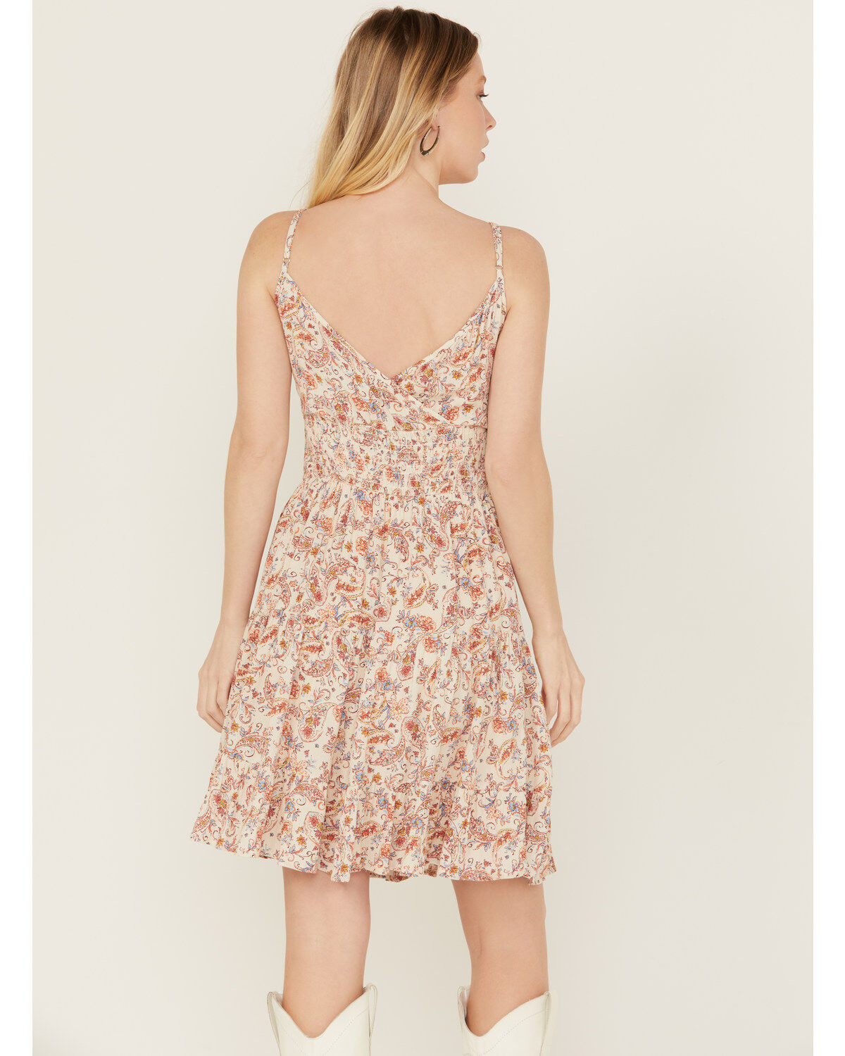 Wild Moss Women's Floral Print Front Knot Mini Dress