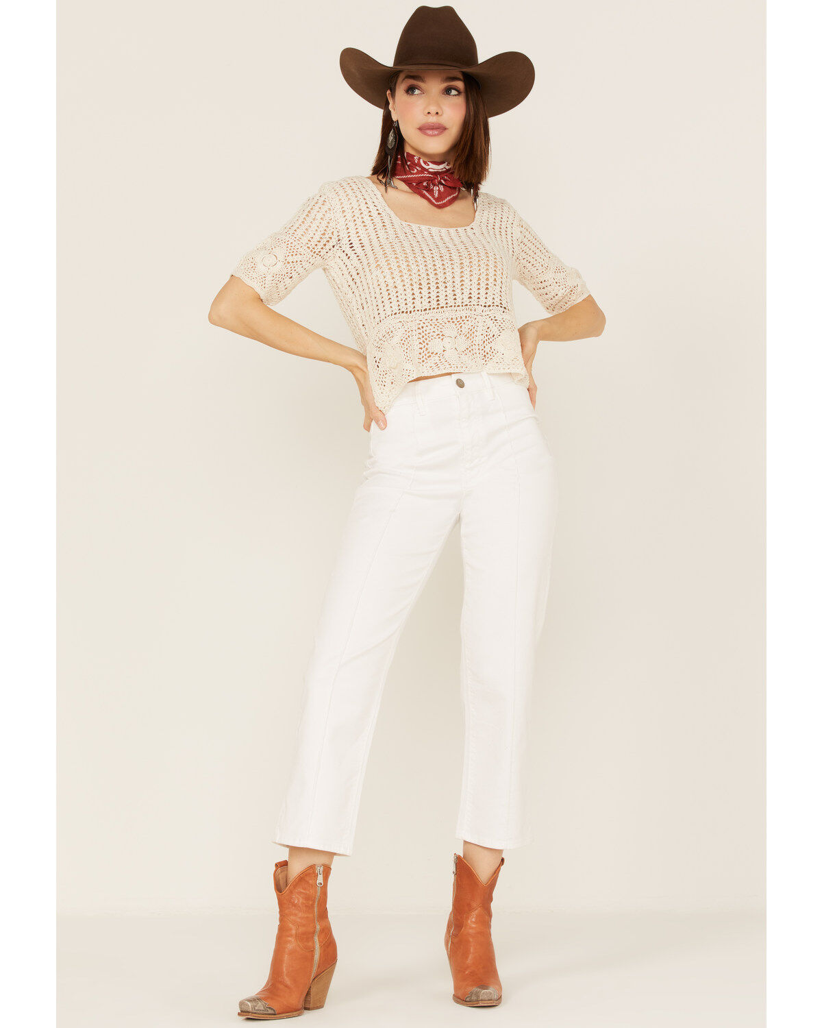 Sadie & Sage Women's Crochet Bestia Peplum Top