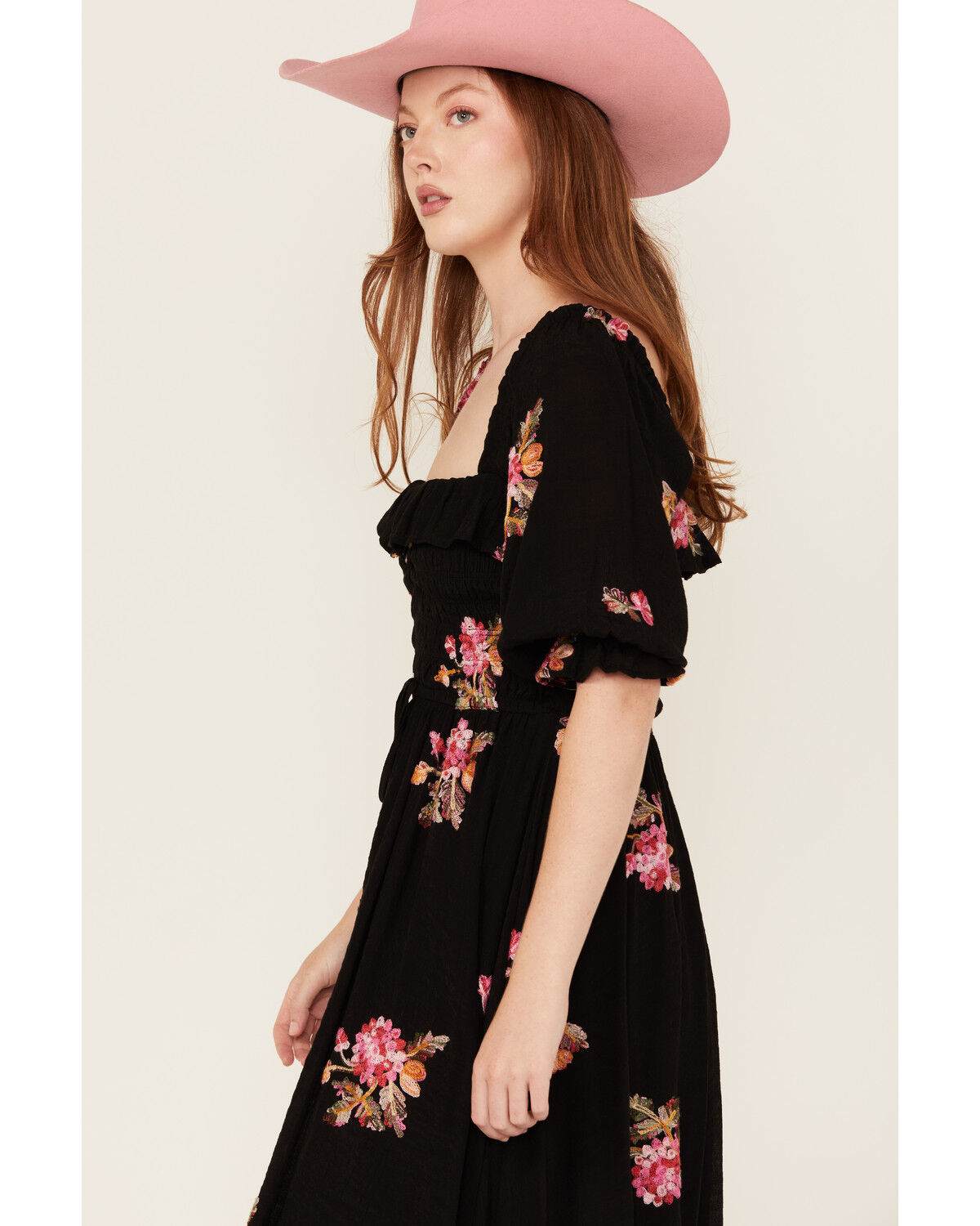 Wild Moss Women's Floral Embroidered Midi Dress