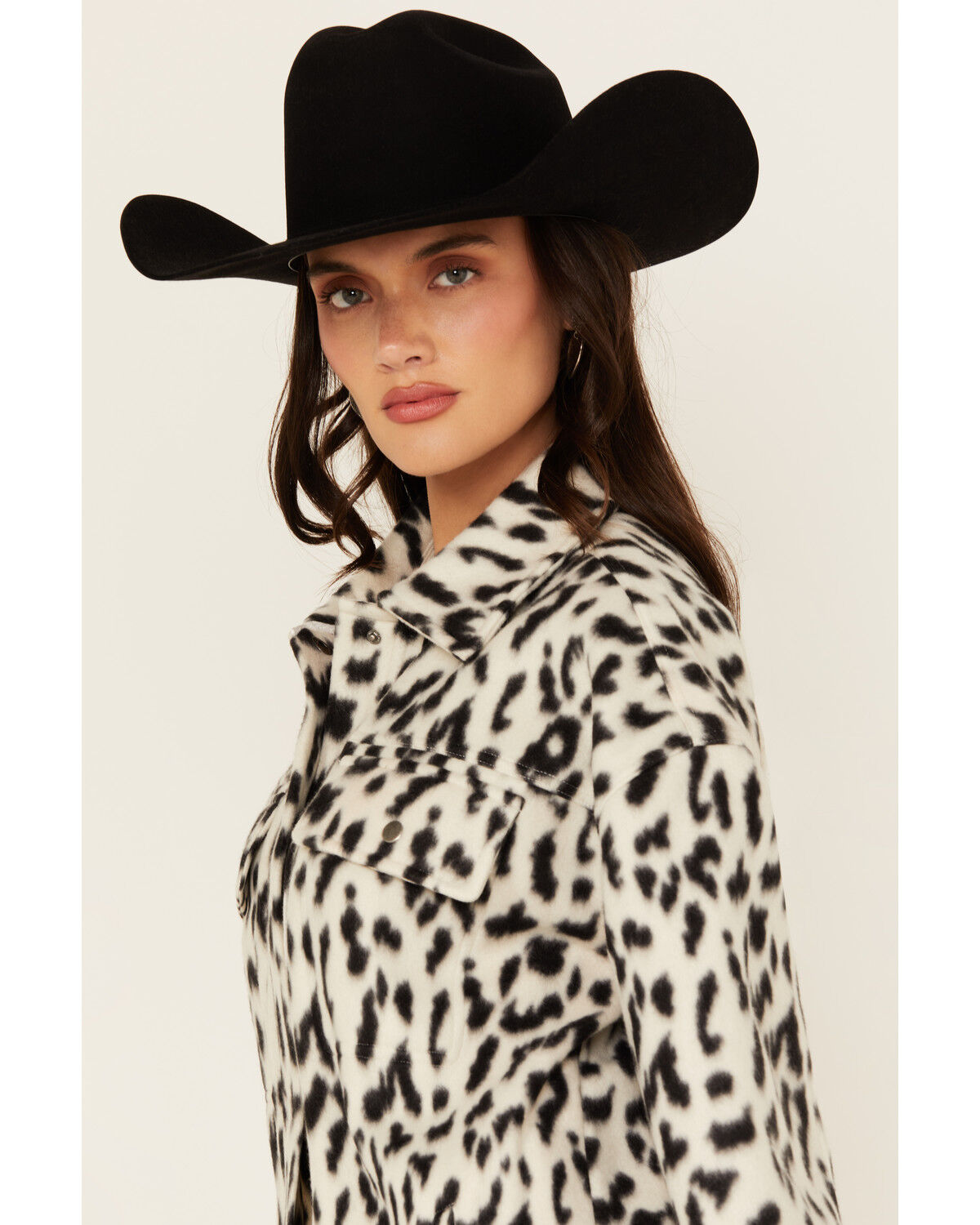 Fornia Women's Leopard Print Polar Fleece Shacket