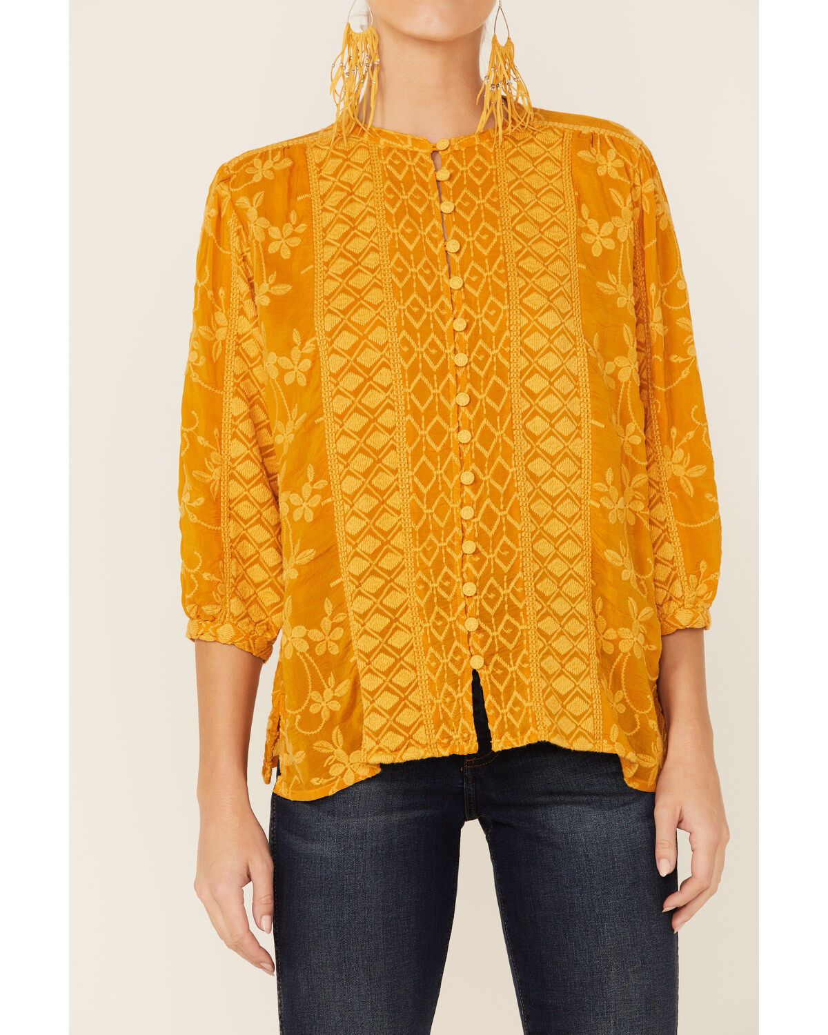 Johnny Was Women's Ciaga Phoebe Button Down Top