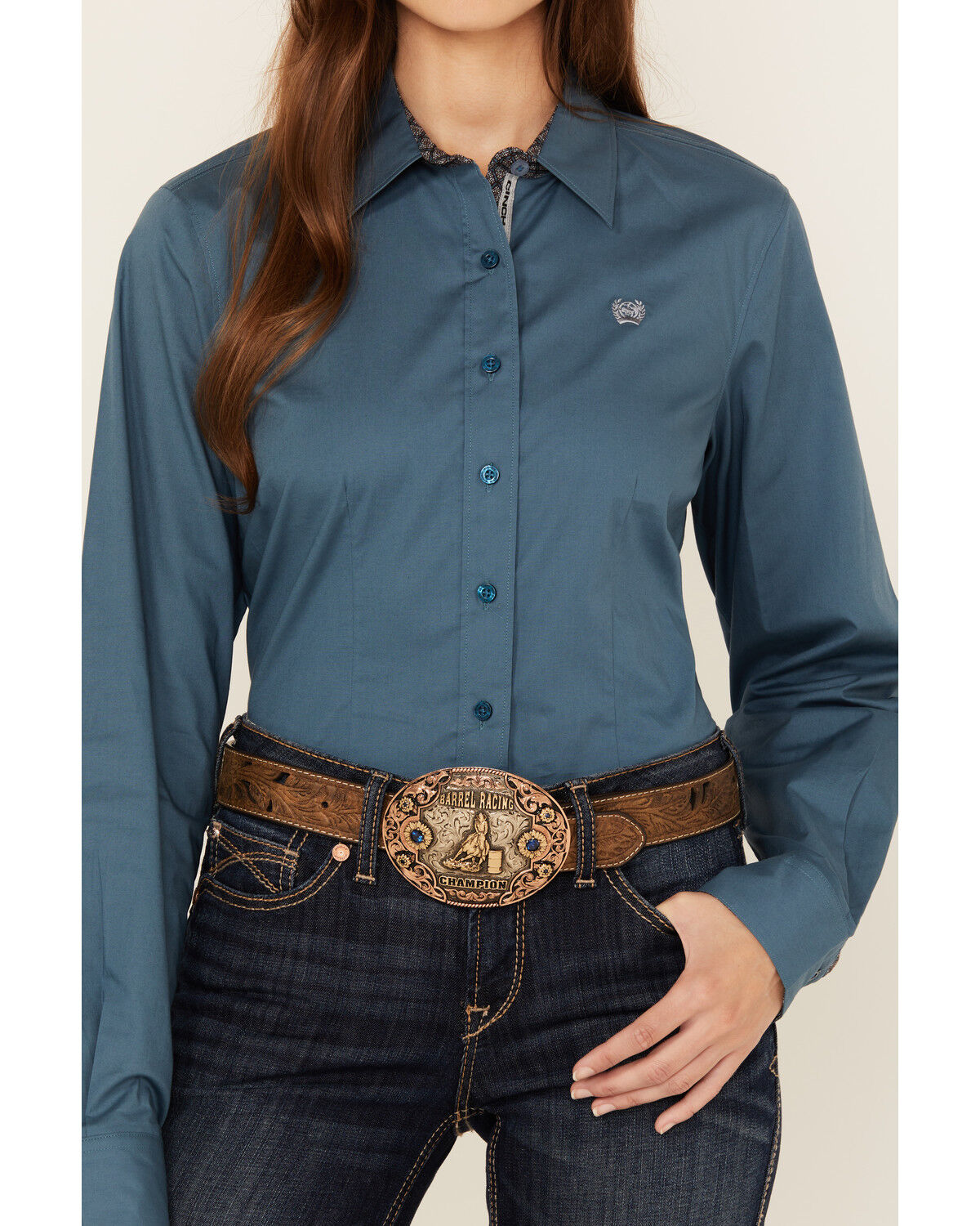 Cinch Women's Solid Long Sleeve Button-Down Stretch Western Shirt