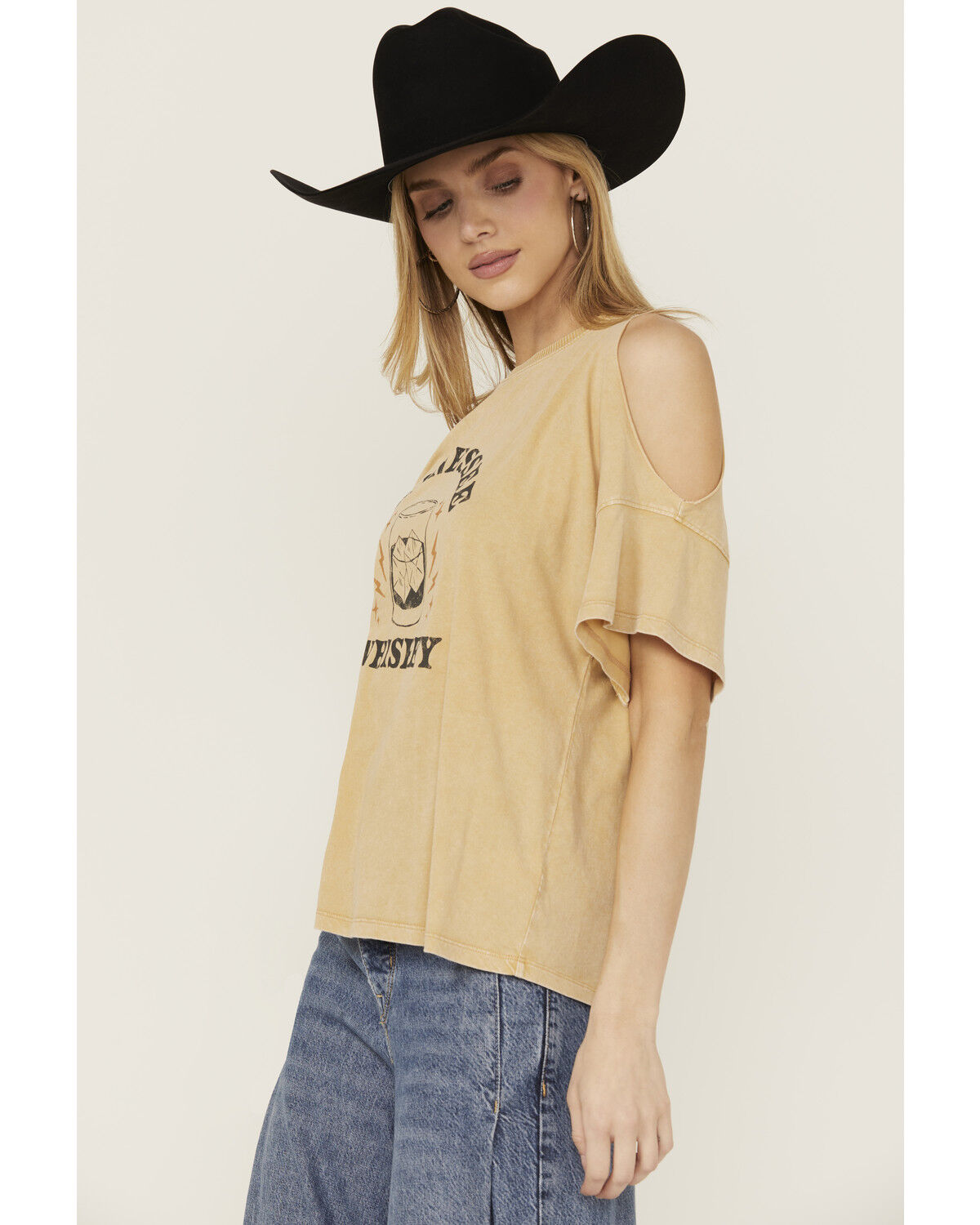 White Crow Women's Tennessee Whiskey Cold Shoulder Short Sleeve Graphic Tee