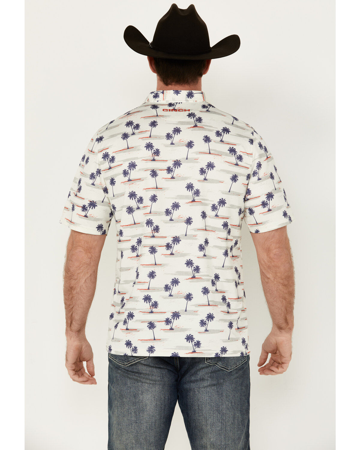 Cinch Men's ARENAFLEX™ Palm Tree Print Short Sleeve Performance Polo