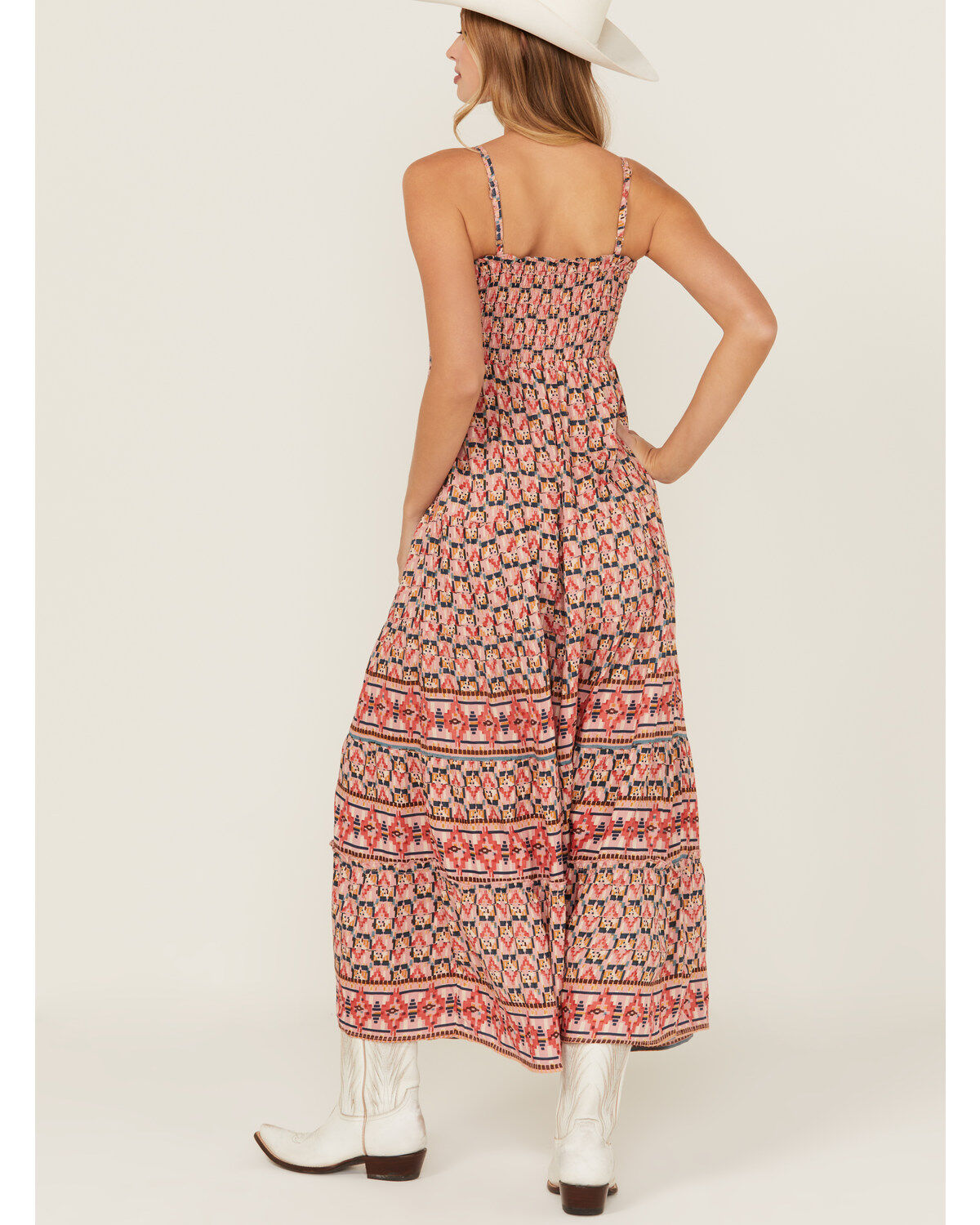 Angie Women's Printed Smocked Front Maxi Dress