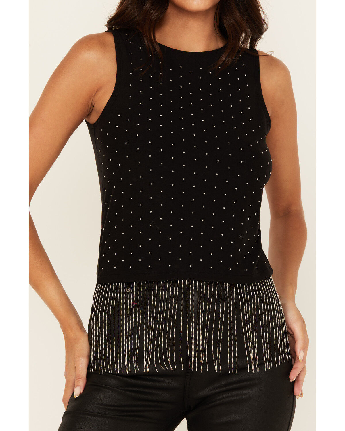 Rock & Roll Denim Women's Rhinestone Tassel Tank Top