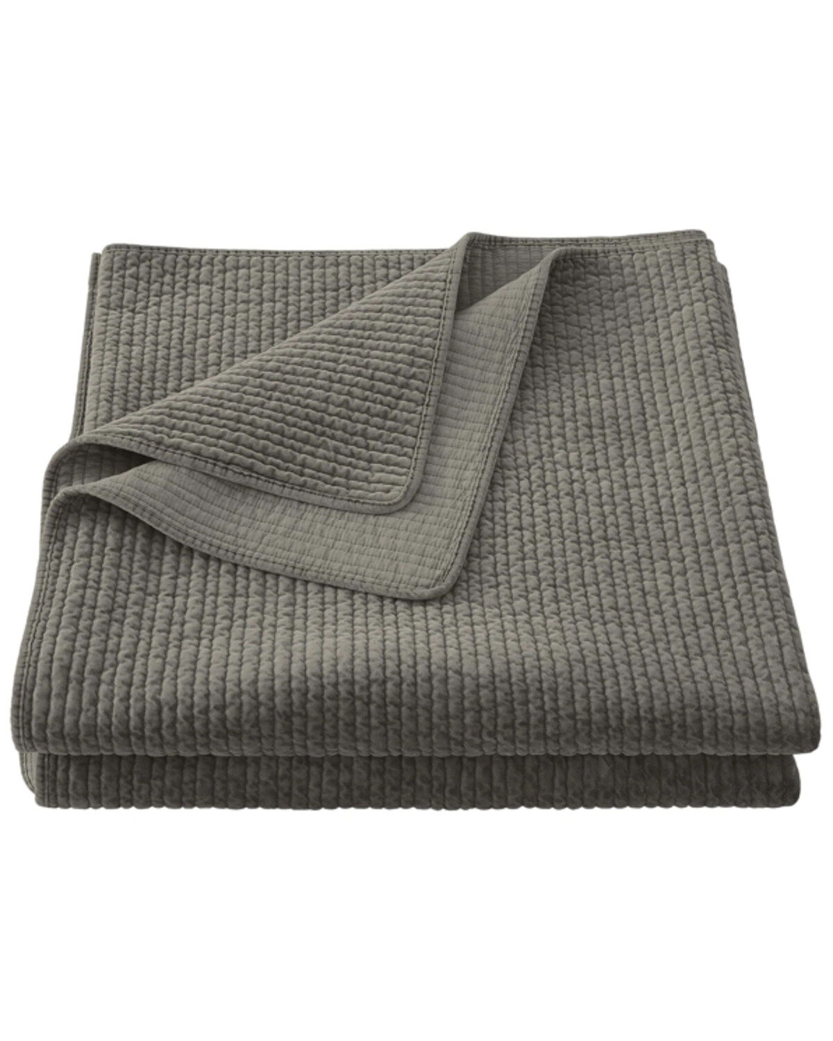 HiEnd Accents Gray Stonewashed Cotton & Velvet 3-Piece King Quilt Set