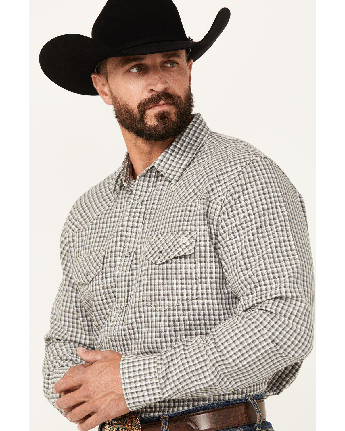 Blue Ranchwear Men's Dickens Gingham Long Sleeve Snap Western Shirt