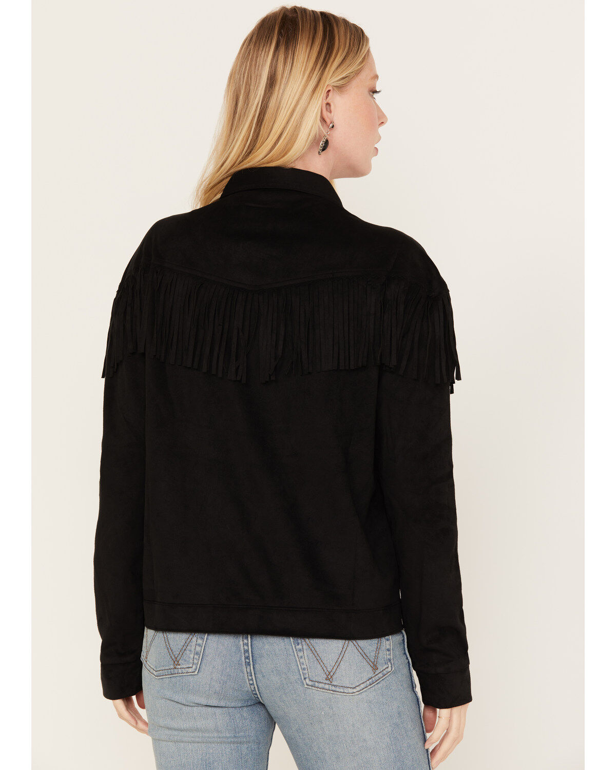 Cruel Girl Women's Faux Suede Fringe Shacket