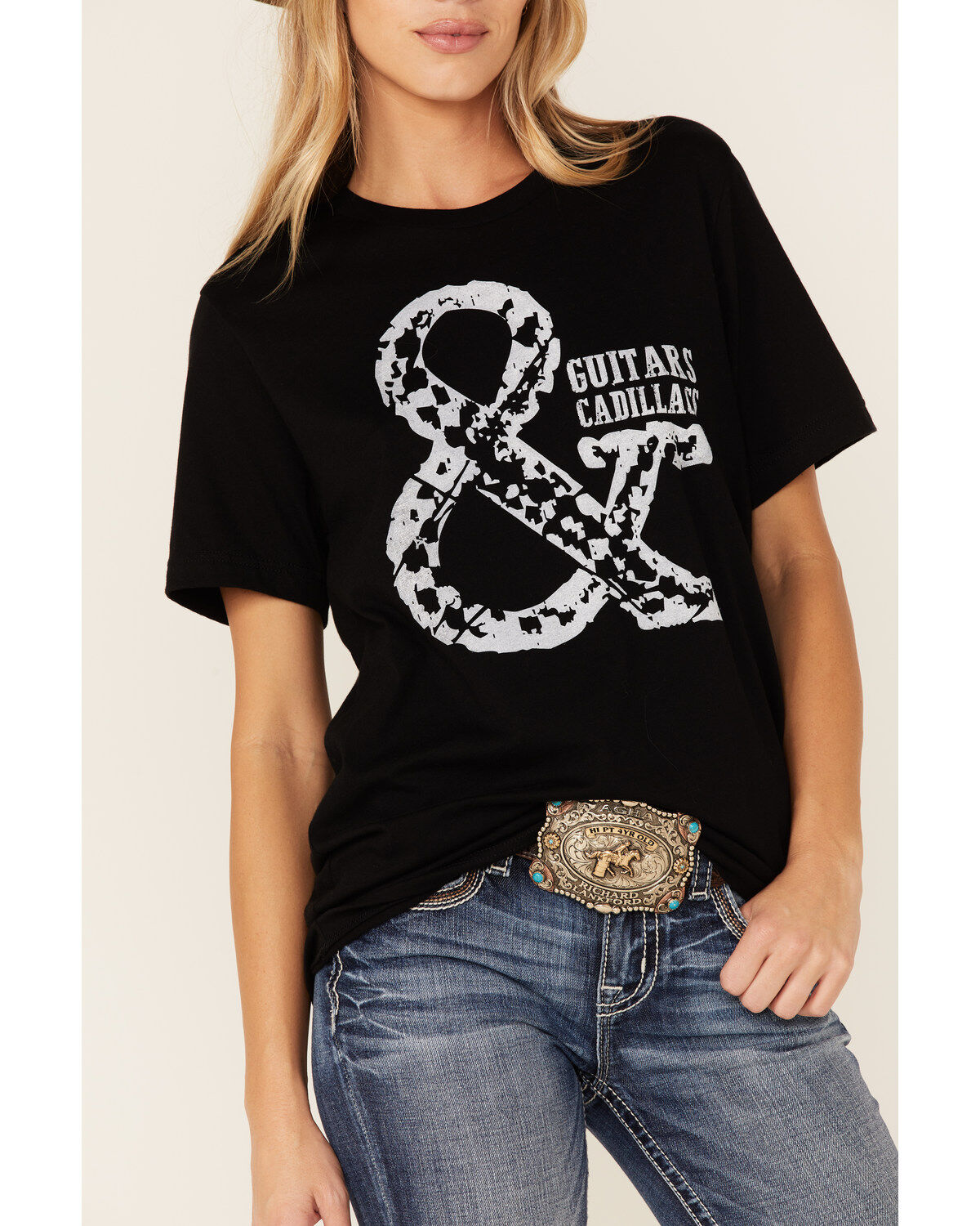 Ruby's Rubbish Women's Guitars & Cadillacs Graphic Short Sleeve Tee