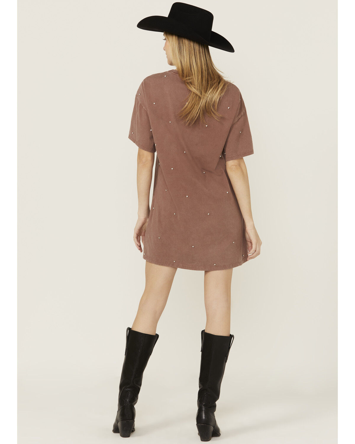 Rock & Roll Denim Women's Rhinestone Short Sleeve T-Shirt Mini Dress