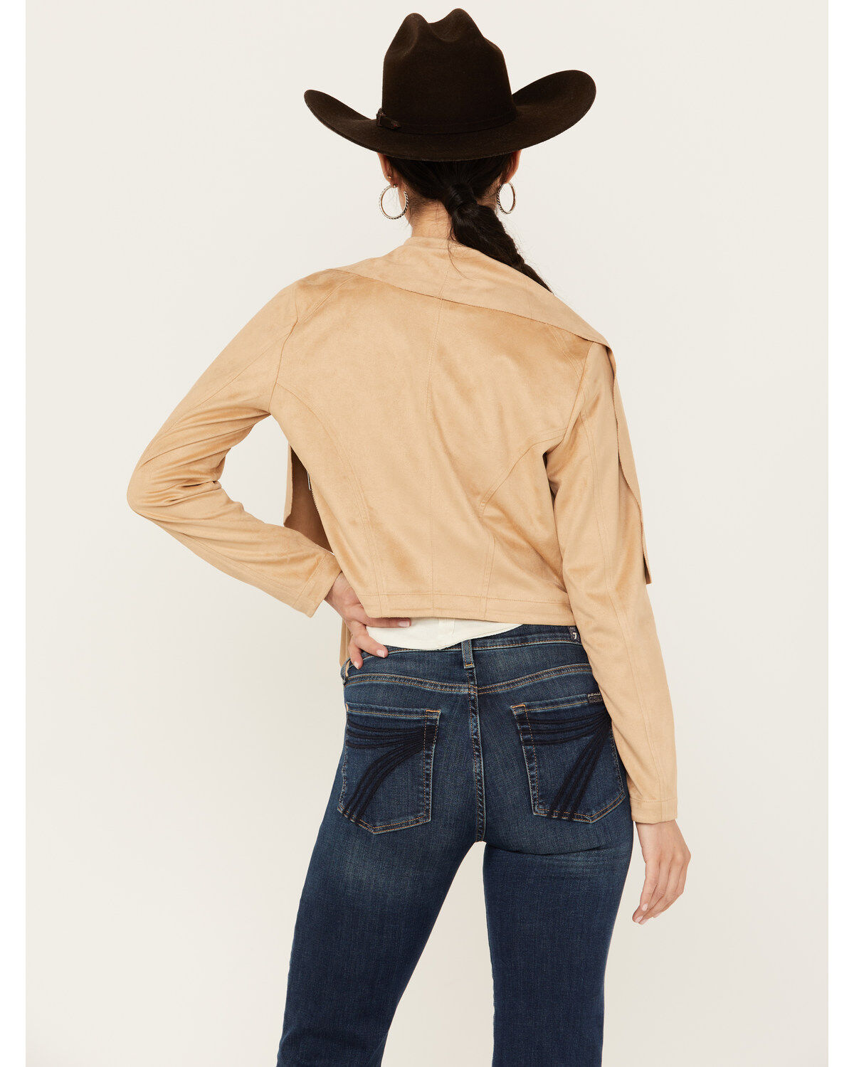 Shyanne Women's Faux Suede Cascade Collar Moto Jacket