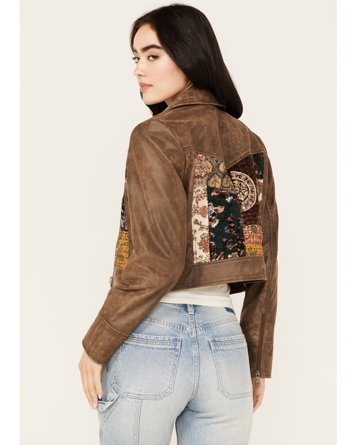 Cleo + Wolf Women's Patchwork Leather Moto Jacket