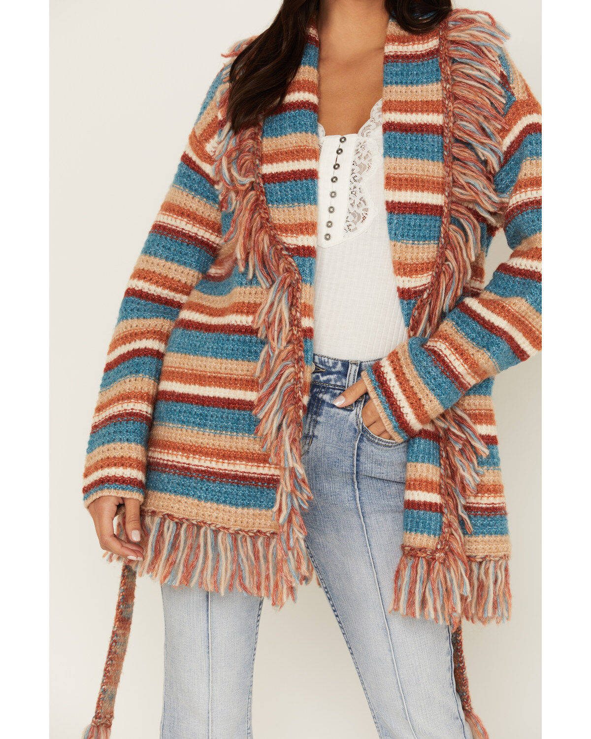Idyllwind Women's Abilene Striped Fringe Cardigan
