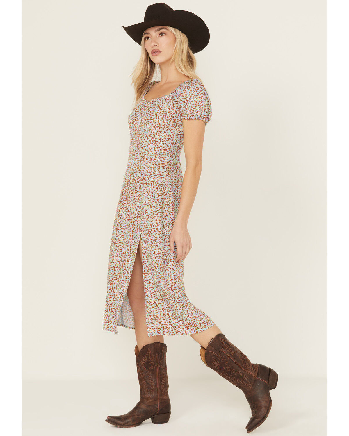 Idyllwind Women's Beth Ditsy Print Puff Sleeve Midi Dress