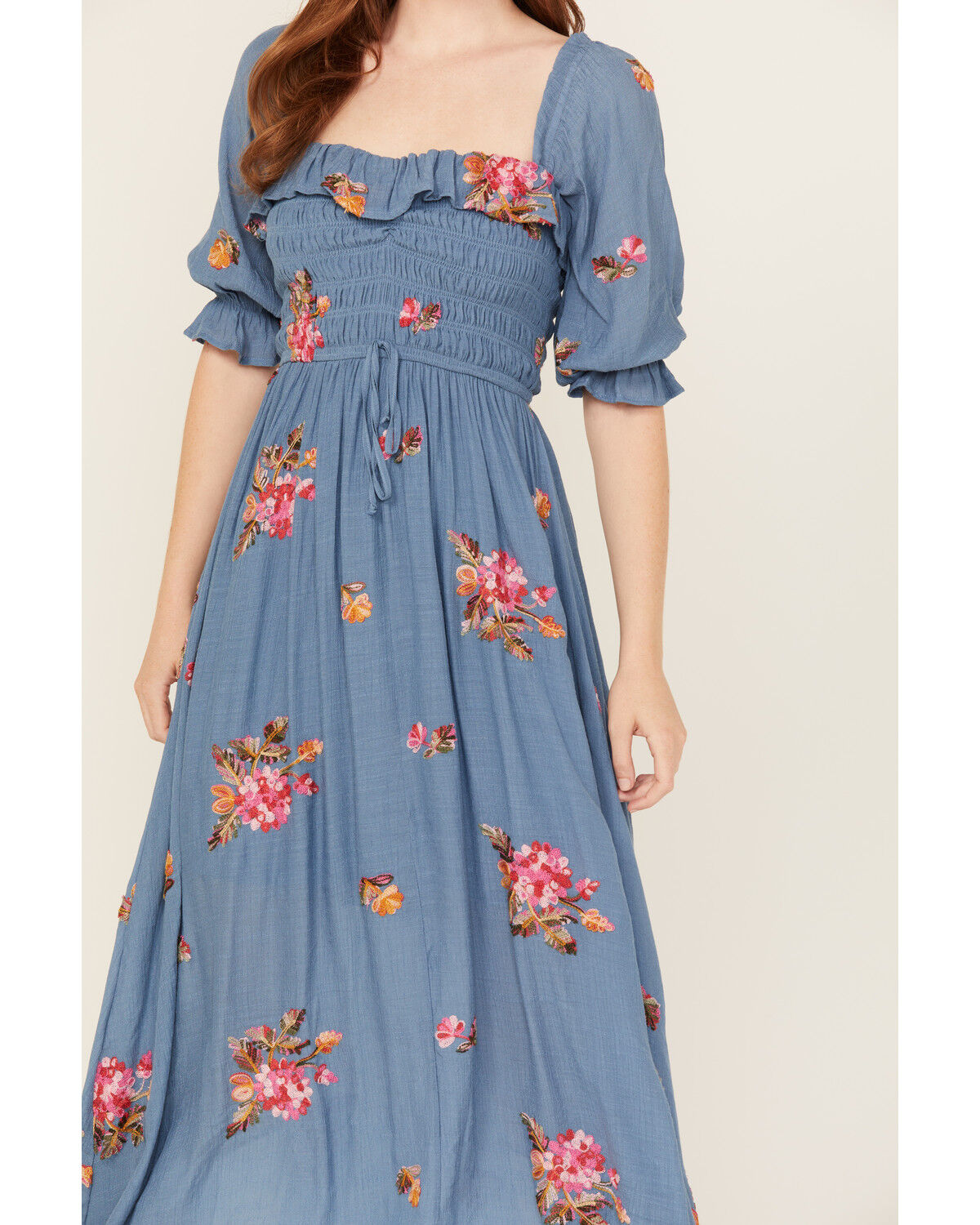 Wild Moss Women's Floral Embroidered Midi Dress