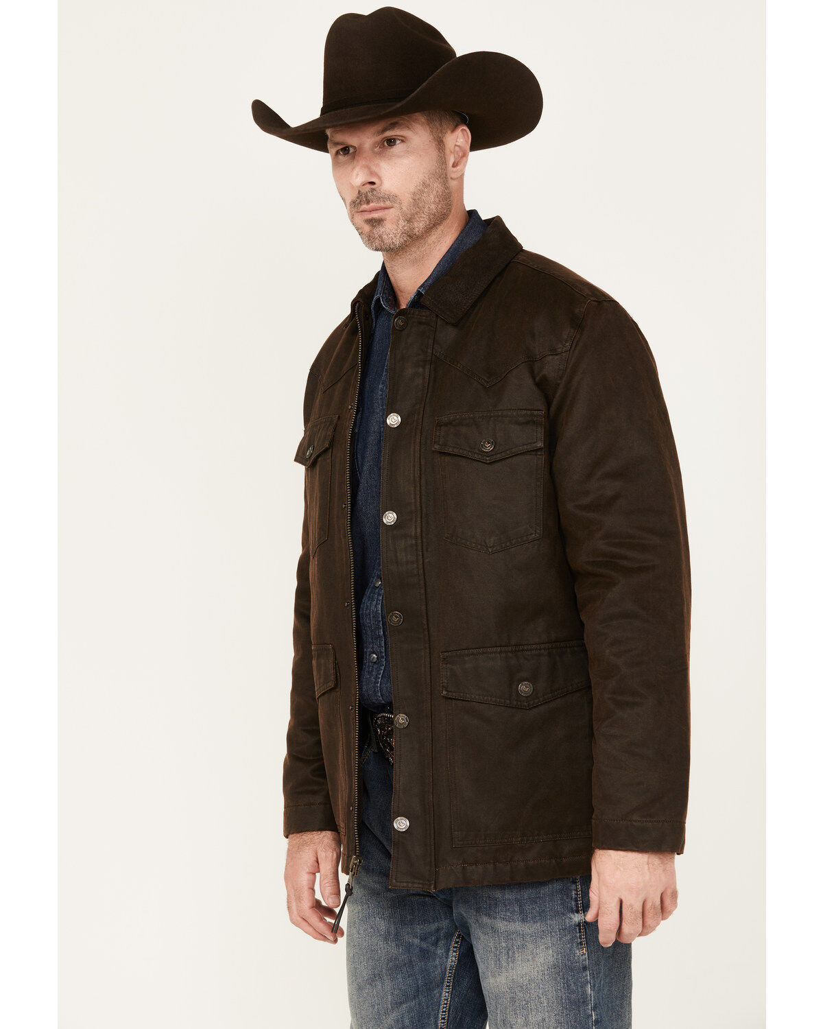 Cody James Men's Oilskin Snap Heavy Jacket
