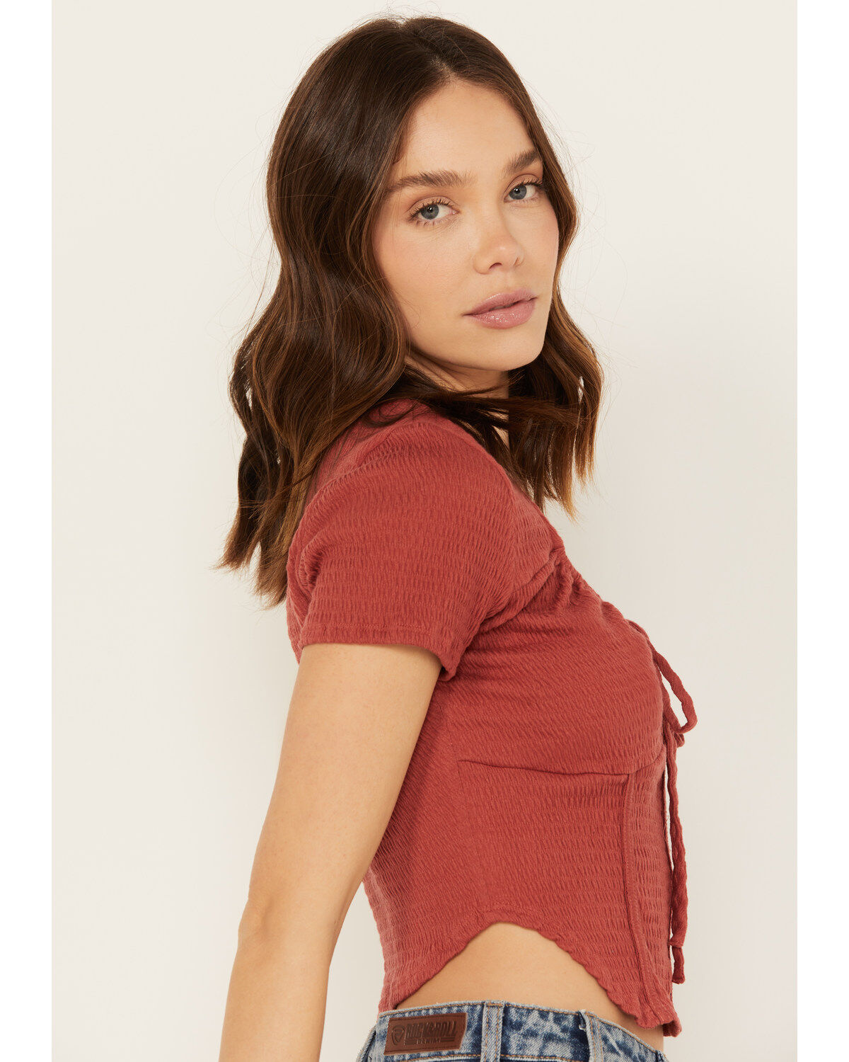 Wild Moss Women's Textured Corset Knit Top