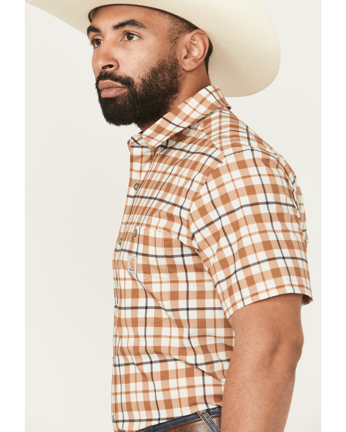 Carhartt Men's Force&reg; Sun Defender&reg; Relaxed Fit Lightweight Plaid Print Short Sleeve Button-Down Work Shirt