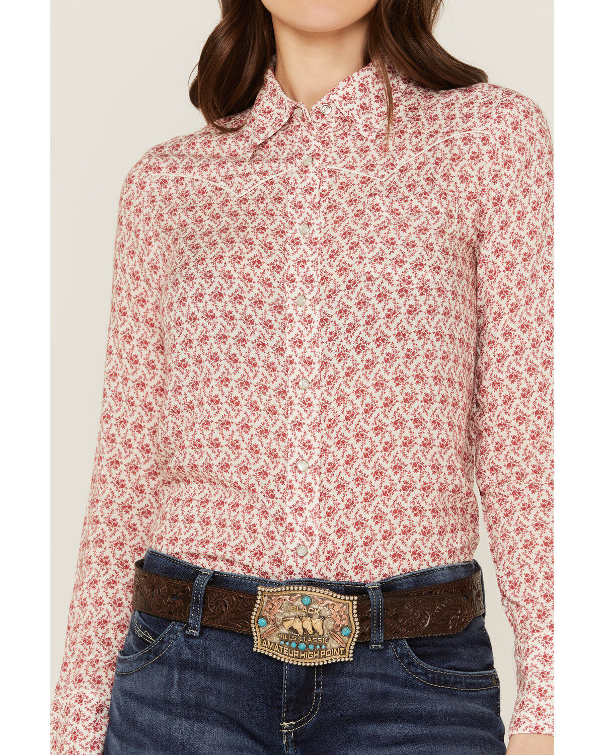 Stetson Women's Floral Print Long Sleeve Pearl Snap Western Shirt