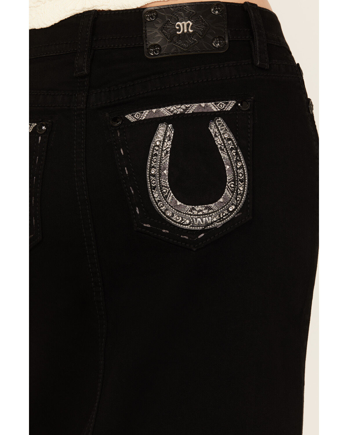 Miss Me Women's Embroidered Pocket Stretch Denim Maxi Skirt