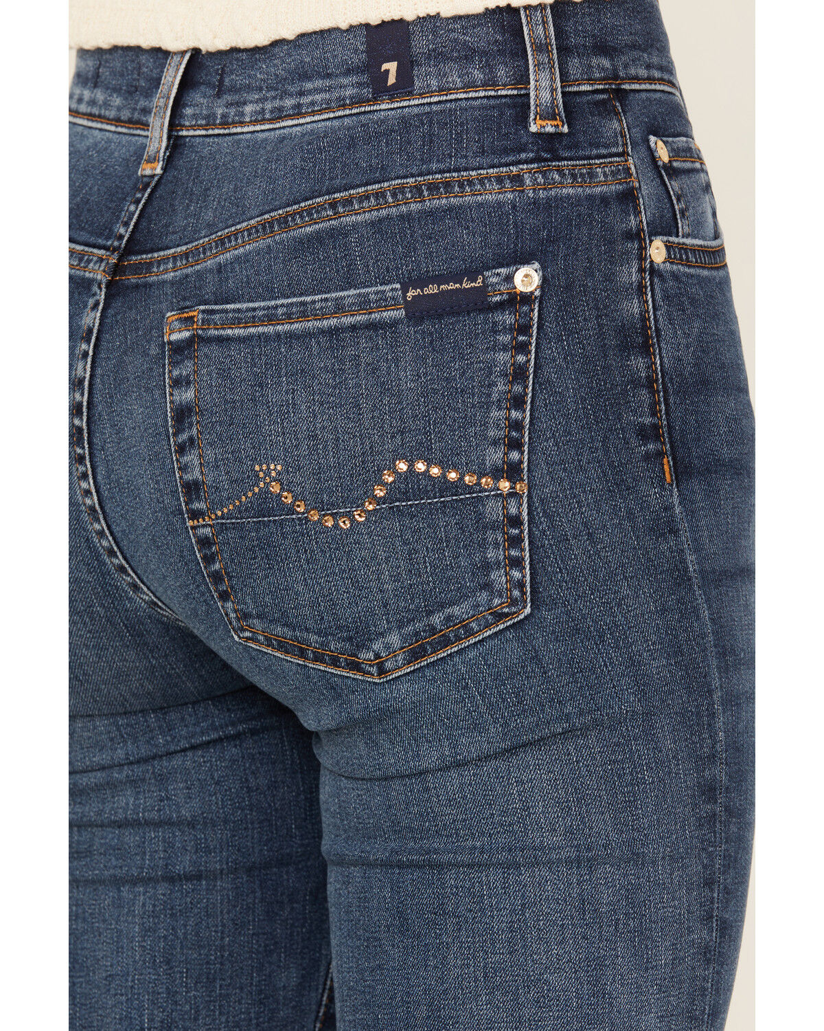 7 For All Mankind Women's Dark Wash Soho Mid Rise Embellished Bootcut Stretch Denim Jeans