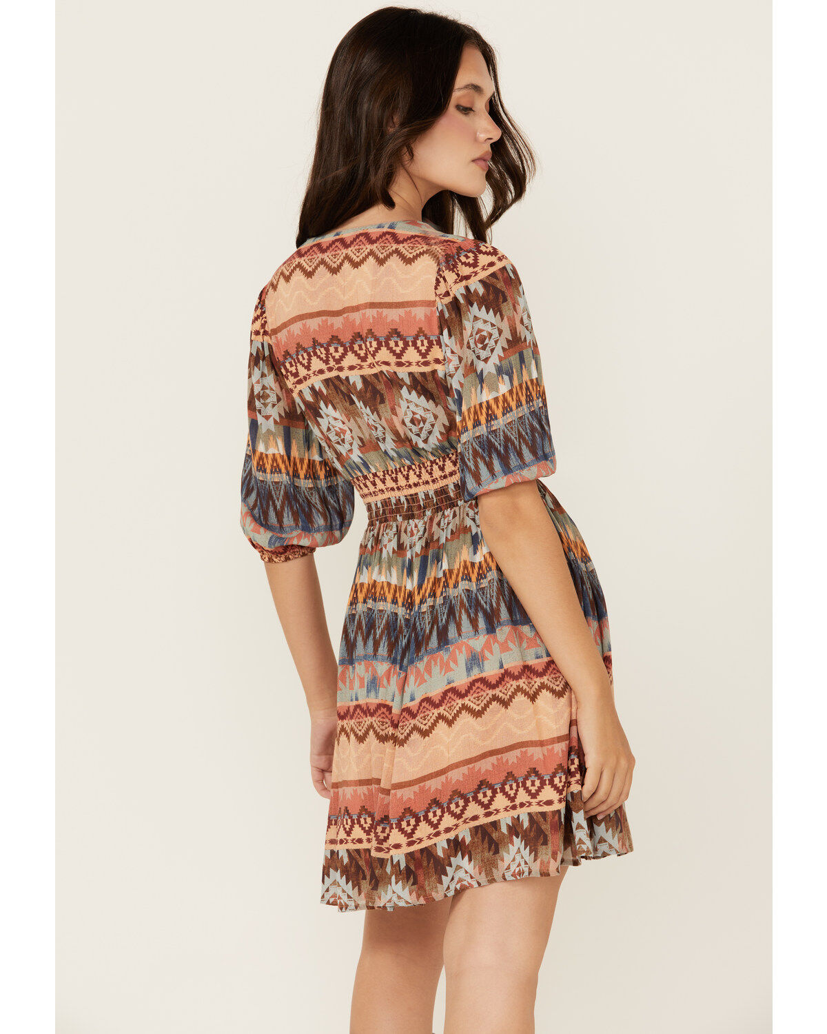 Shyanne Women's Southwestern Print Long Sleeve Mini Dress