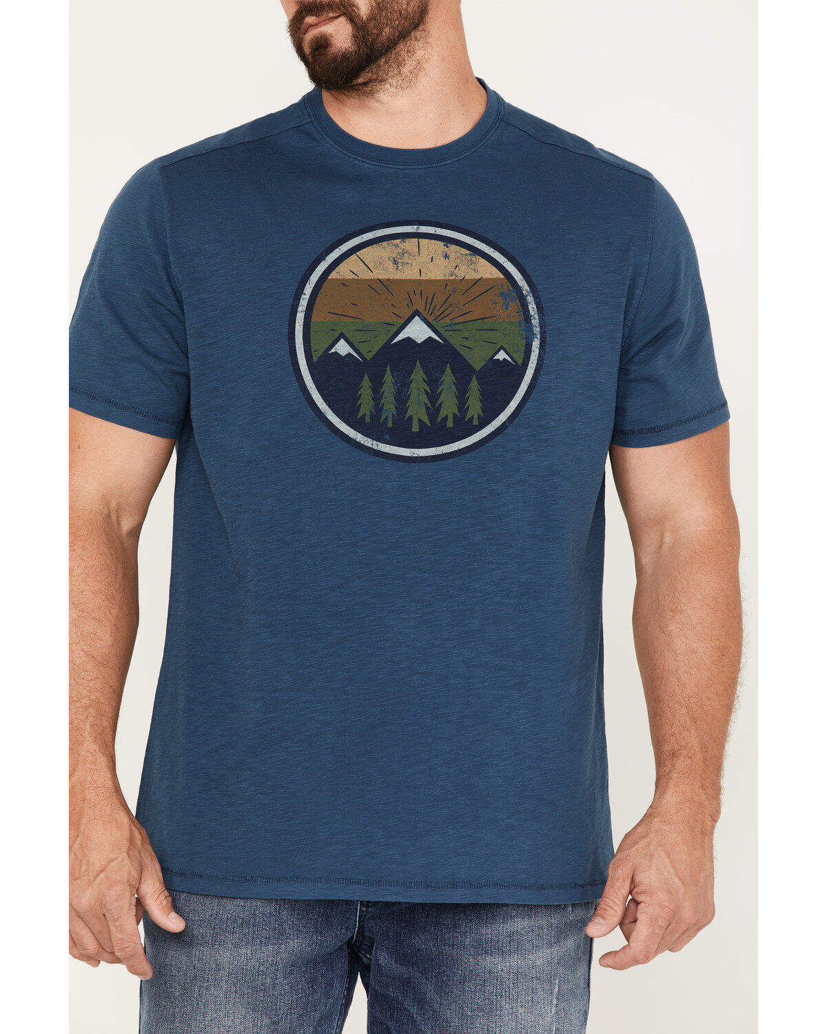 Brothers and Sons Men's Mountain Range Circle Graphic T-Shirt