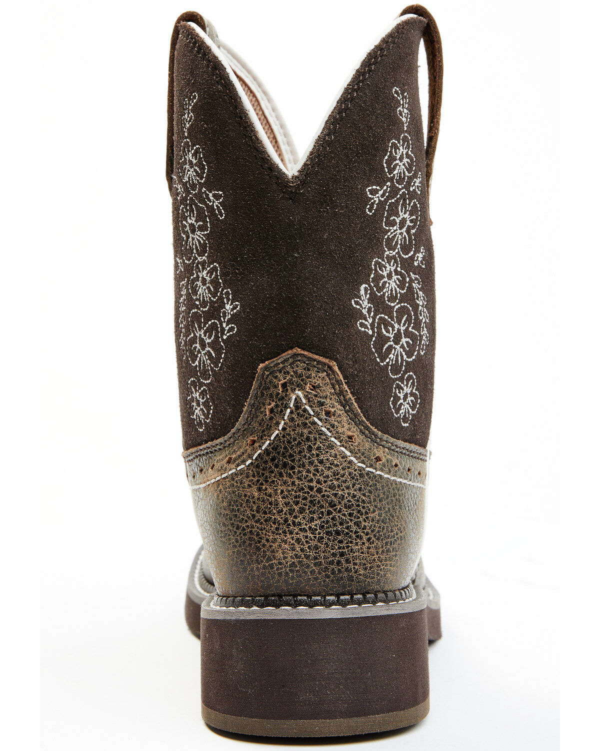 Shyanne Women's Adalia Floral Stitched Shaft Leather Western Boots - Wide Round Toe