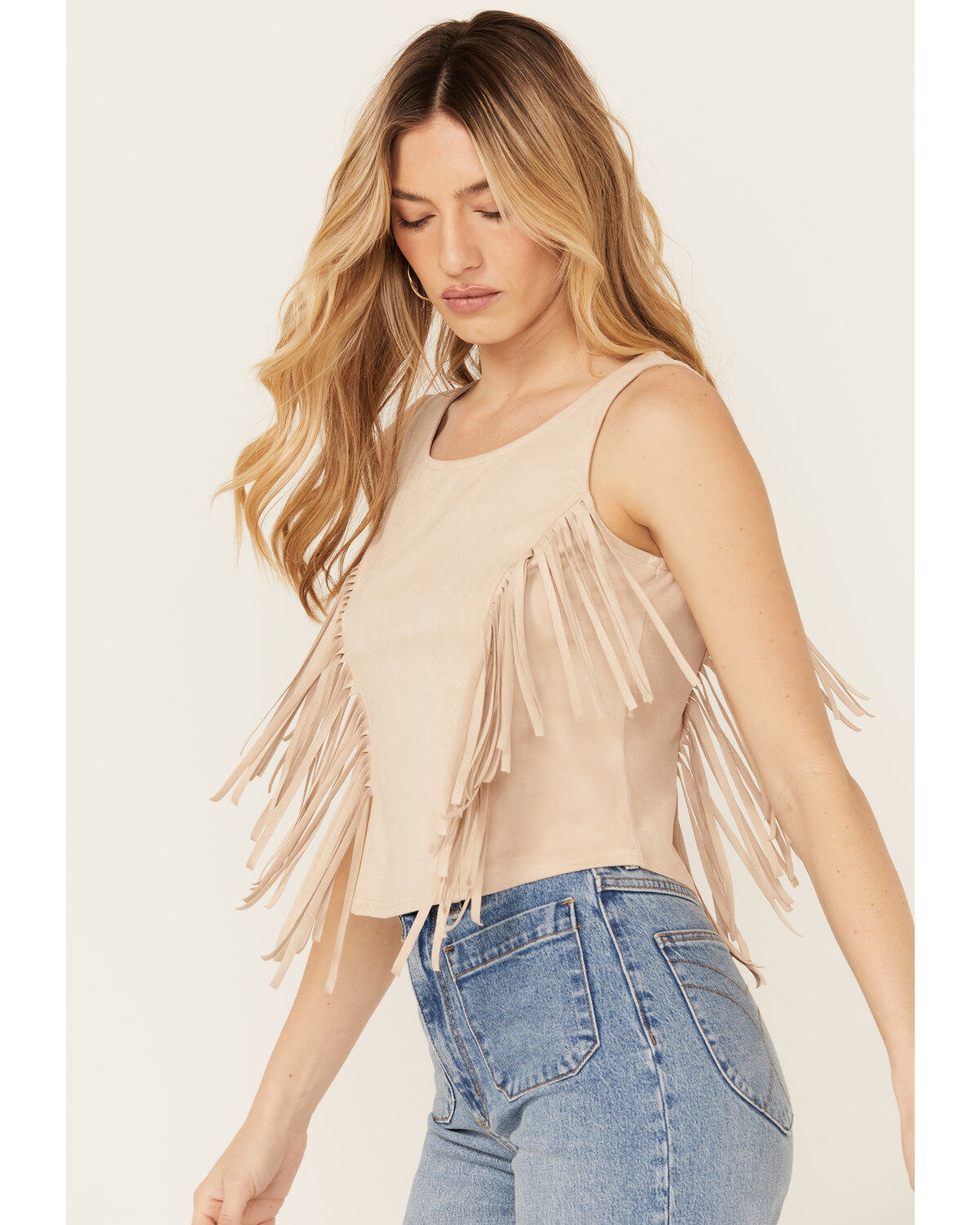 Shyanne Women's Faux Suede Fringe Tank Top