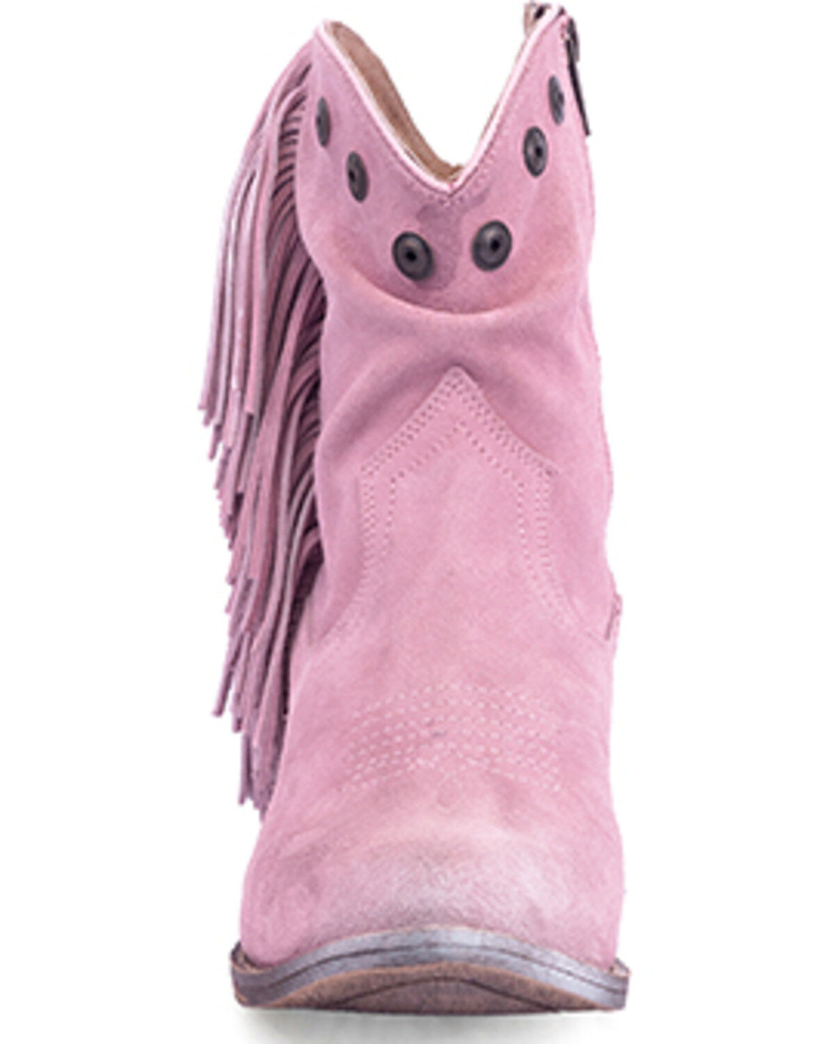 Circle G Women's Studded Suede Fringe Ankle Boots - Round Toe