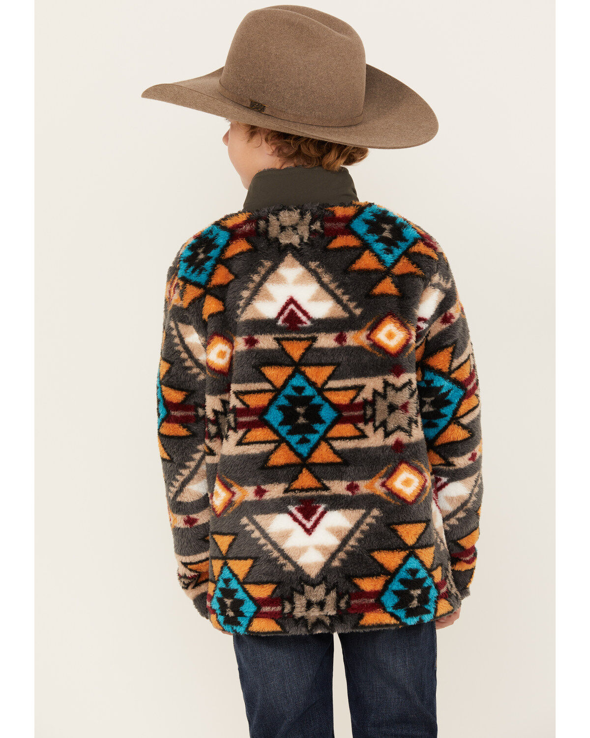 Hooey Boys' Southwestern Print Quarter-Zip Fleece Pullover