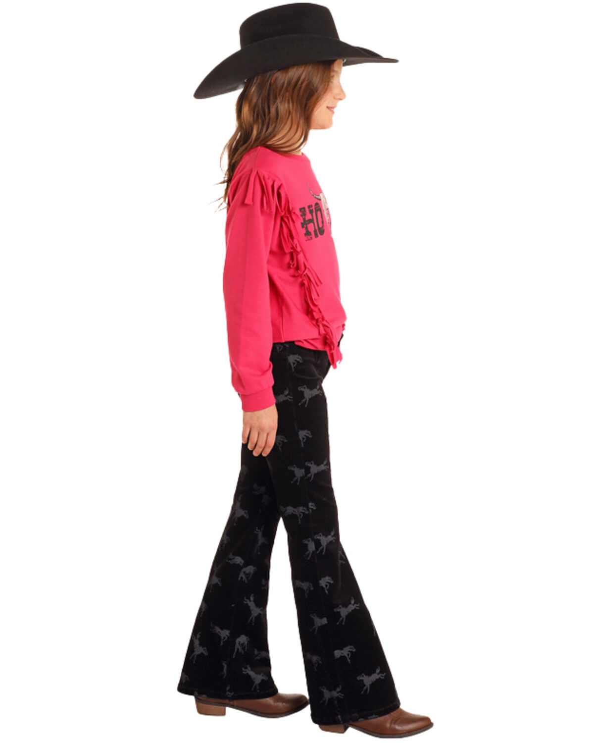 Rock & Roll Denim Girls' Rodeo Print Corduroy Bootcut Jeans