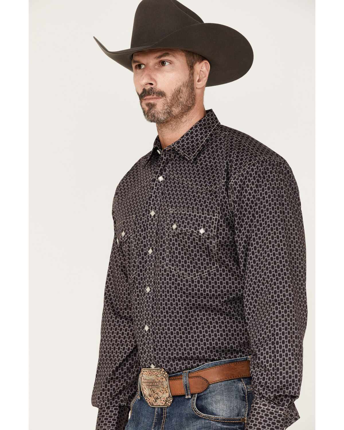 Resistol Men's Axcel Geo Print Long Sleeve Snap Western Shirt