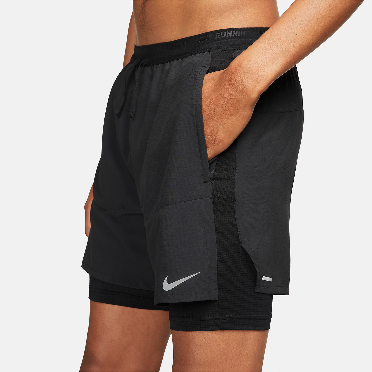 Nike Dri-FIT Stride Hybrid 2 in 1 5in Pantaloncini Black/Reflective Silver