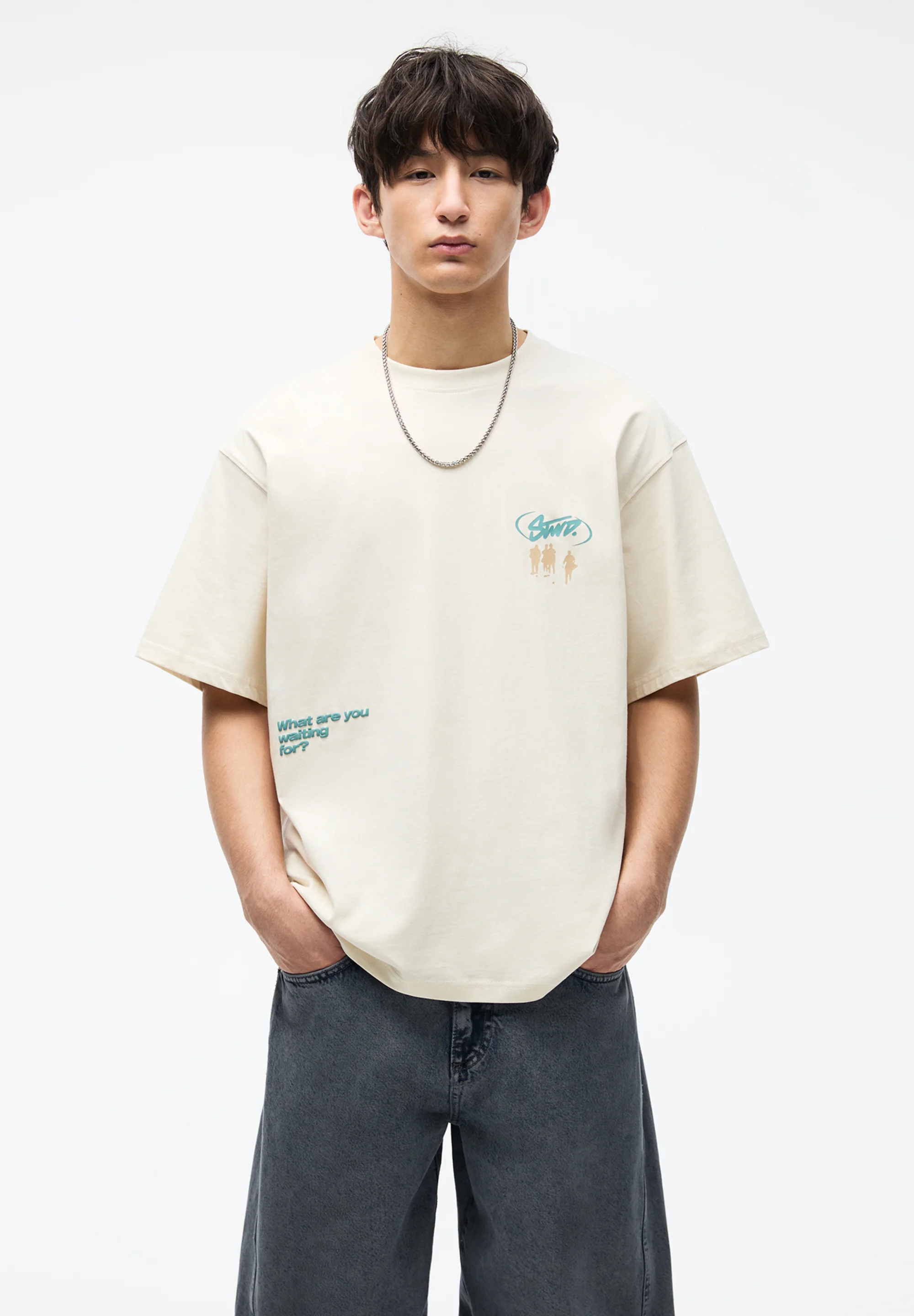 PULL&BEAR SHORT SLEEVE STWD WITH SLOGANS- T-shirt con stampa