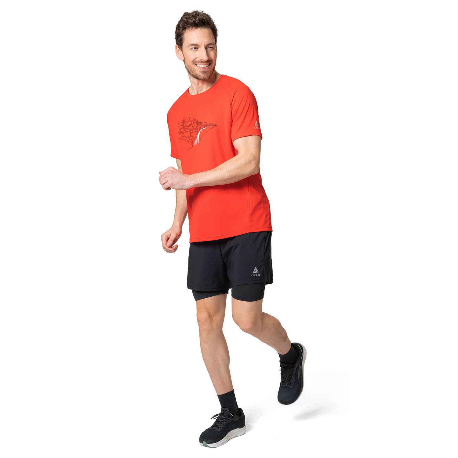 Odlo Crew Essential Print Maglietta Firelight