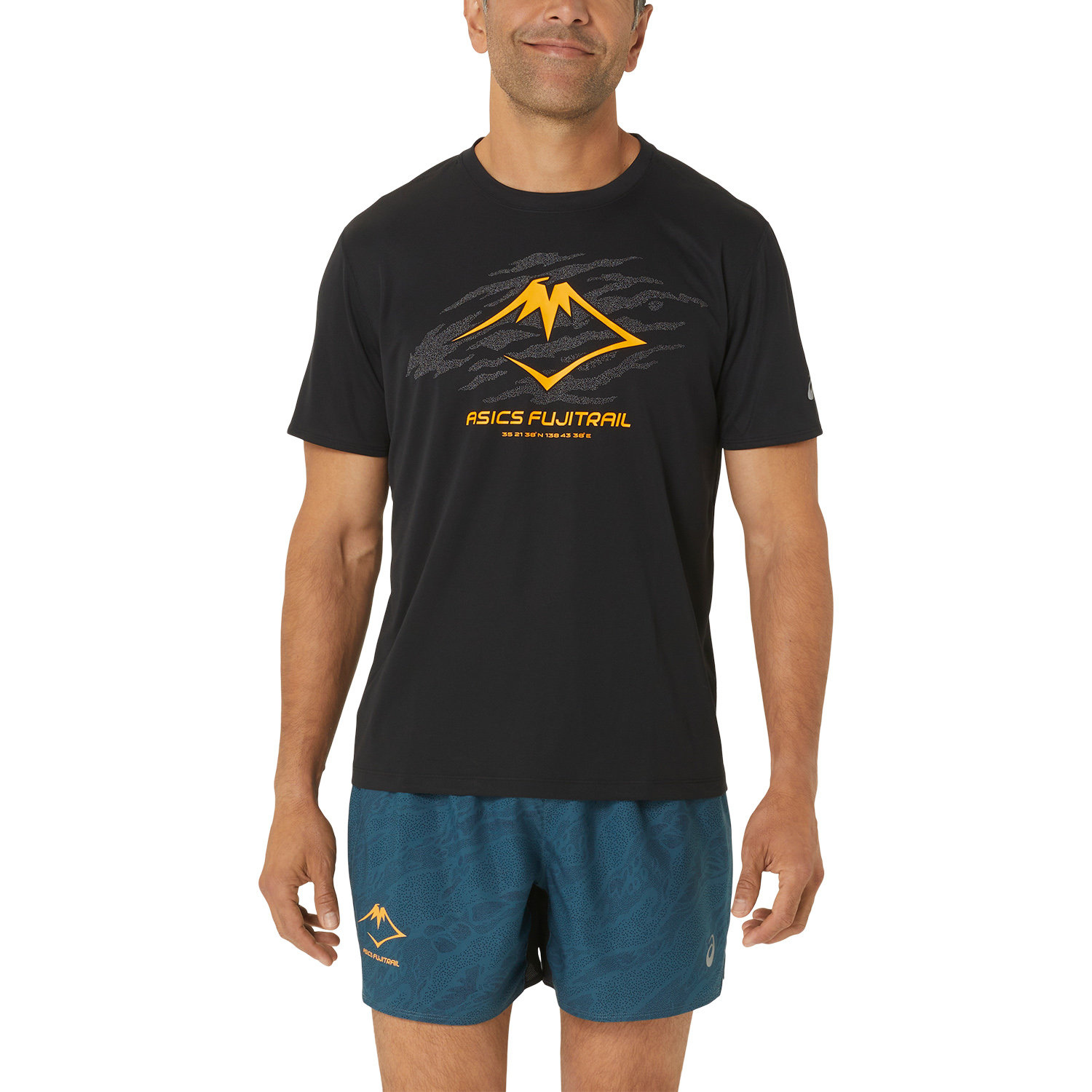 Asics Fujitrail Logo Maglietta Performance Black/Carbon/Fellow Yellow