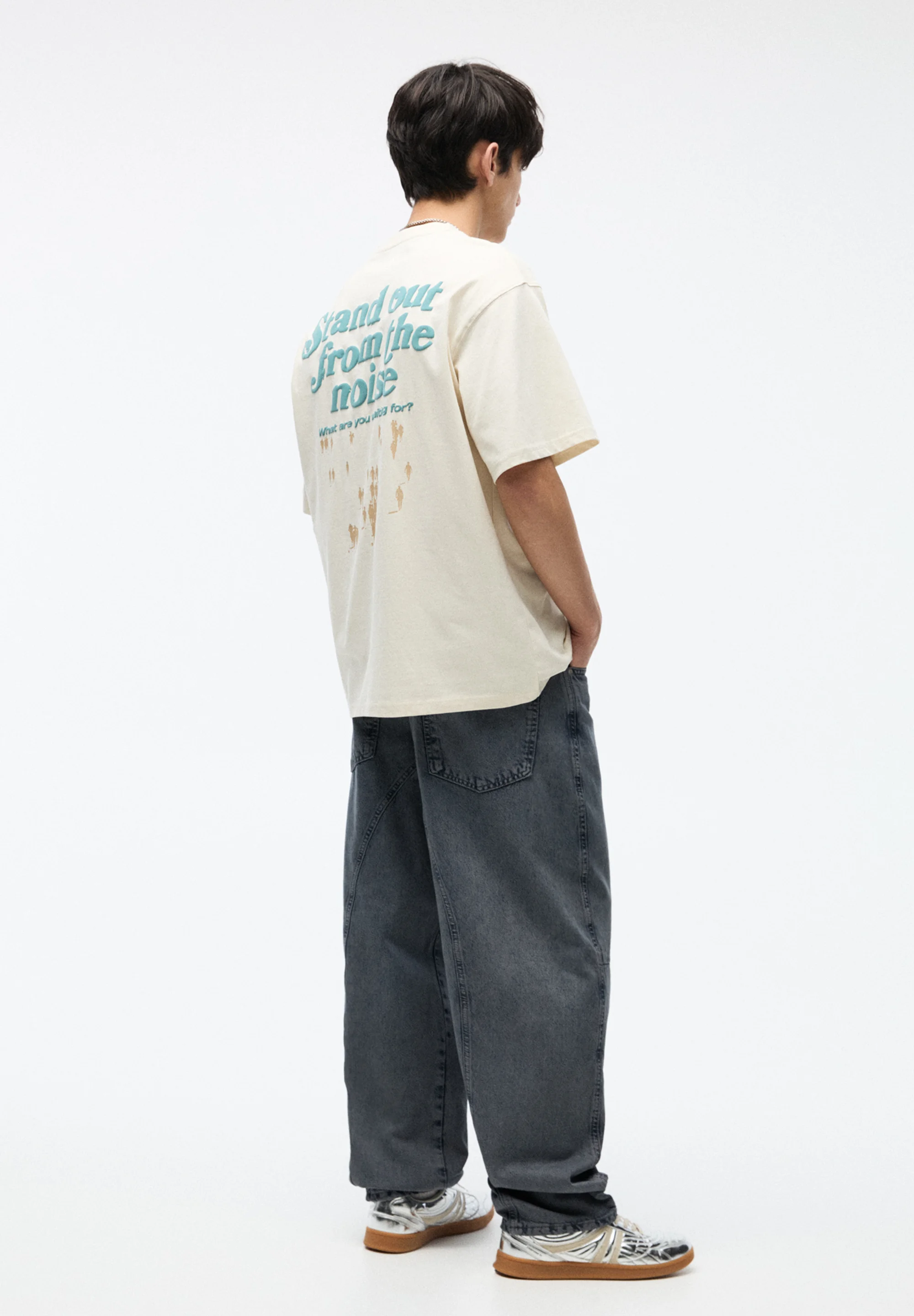 PULL&BEAR SHORT SLEEVE STWD WITH SLOGANS- T-shirt con stampa