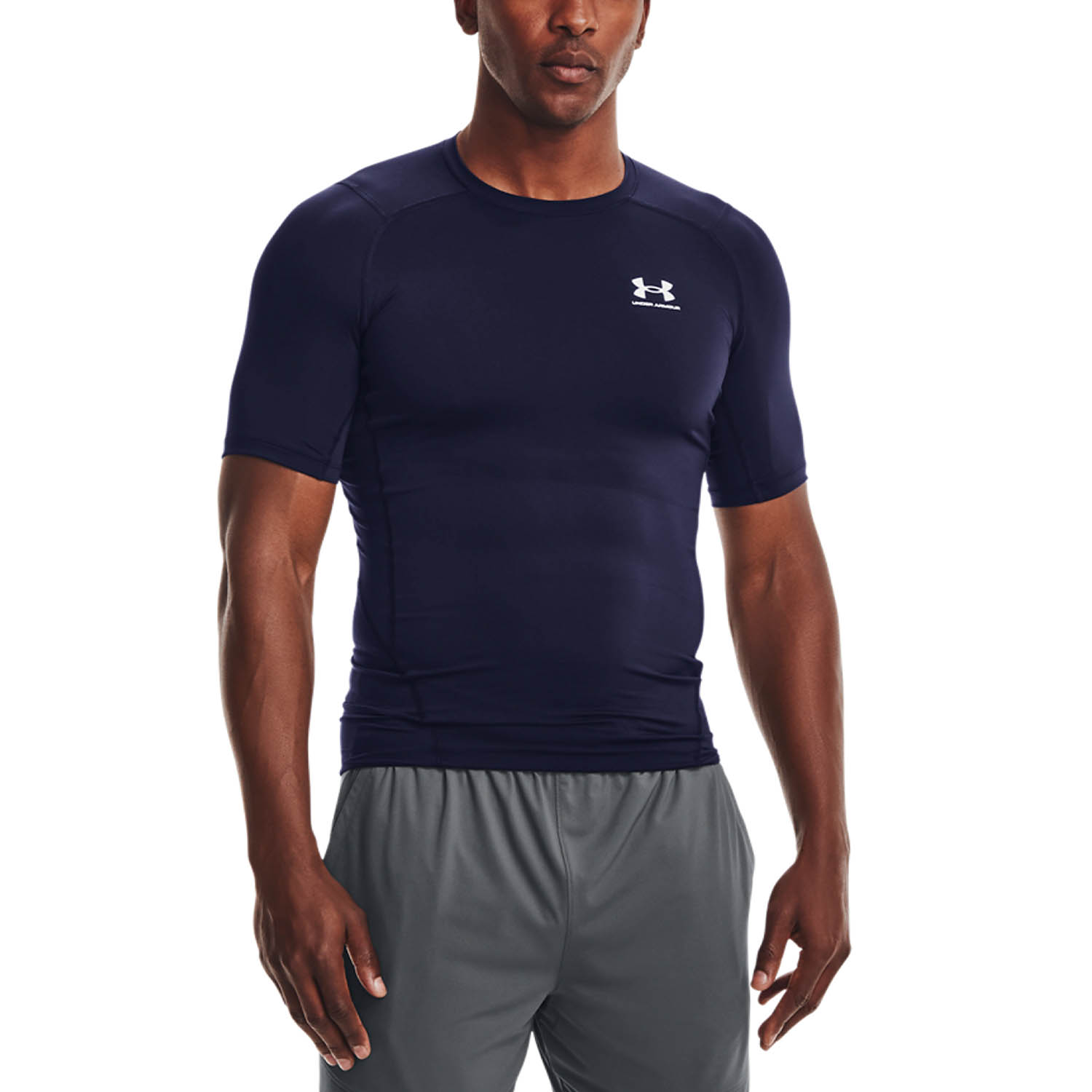 Under Armour HeatGear Compression Logo Maglietta Midnight Navy/White