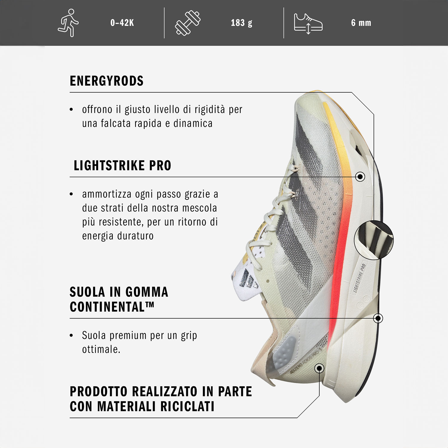 adidas Adizero Adios Pro 3 Ivory/Iron Metallic/Crystal Sand