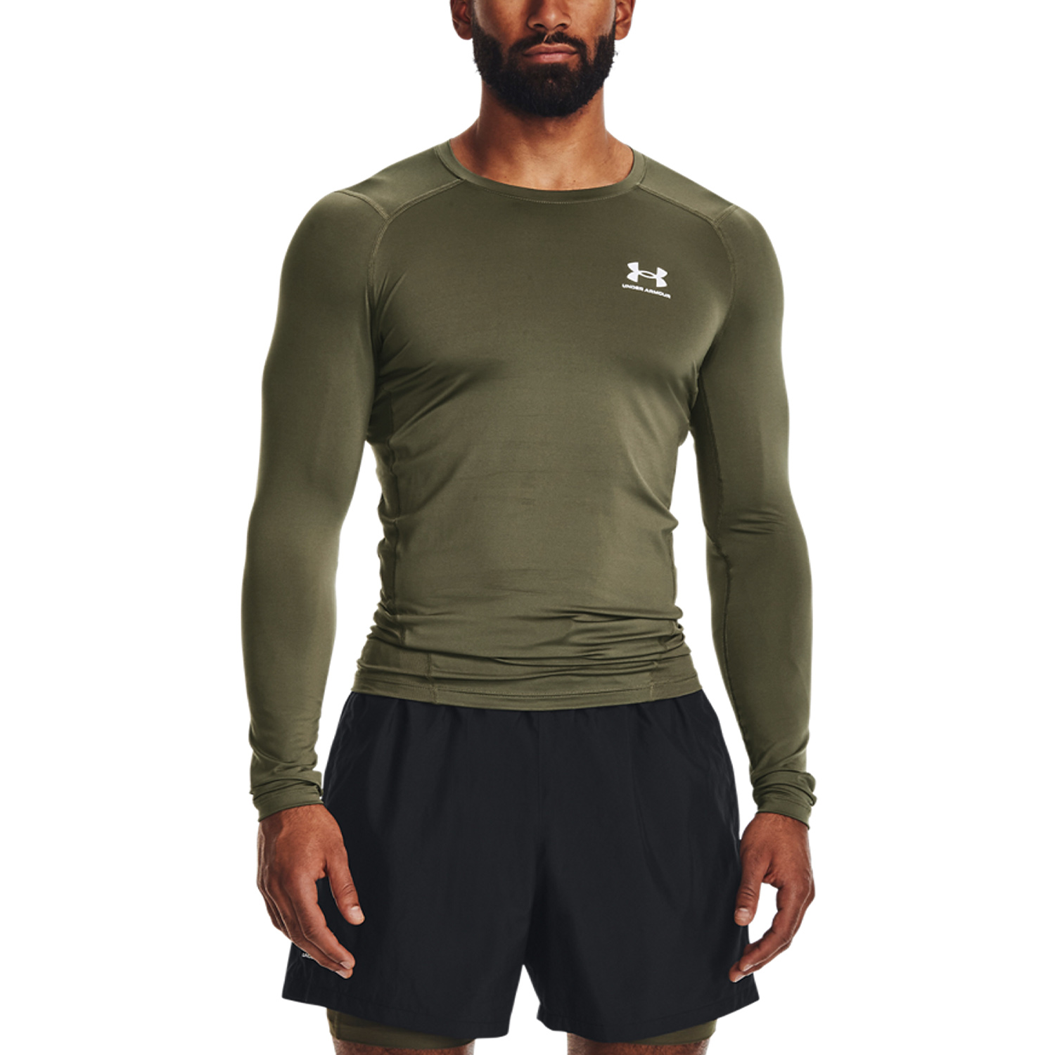 Under Armour HeatGear Compression Maglia Marine OD Green/White