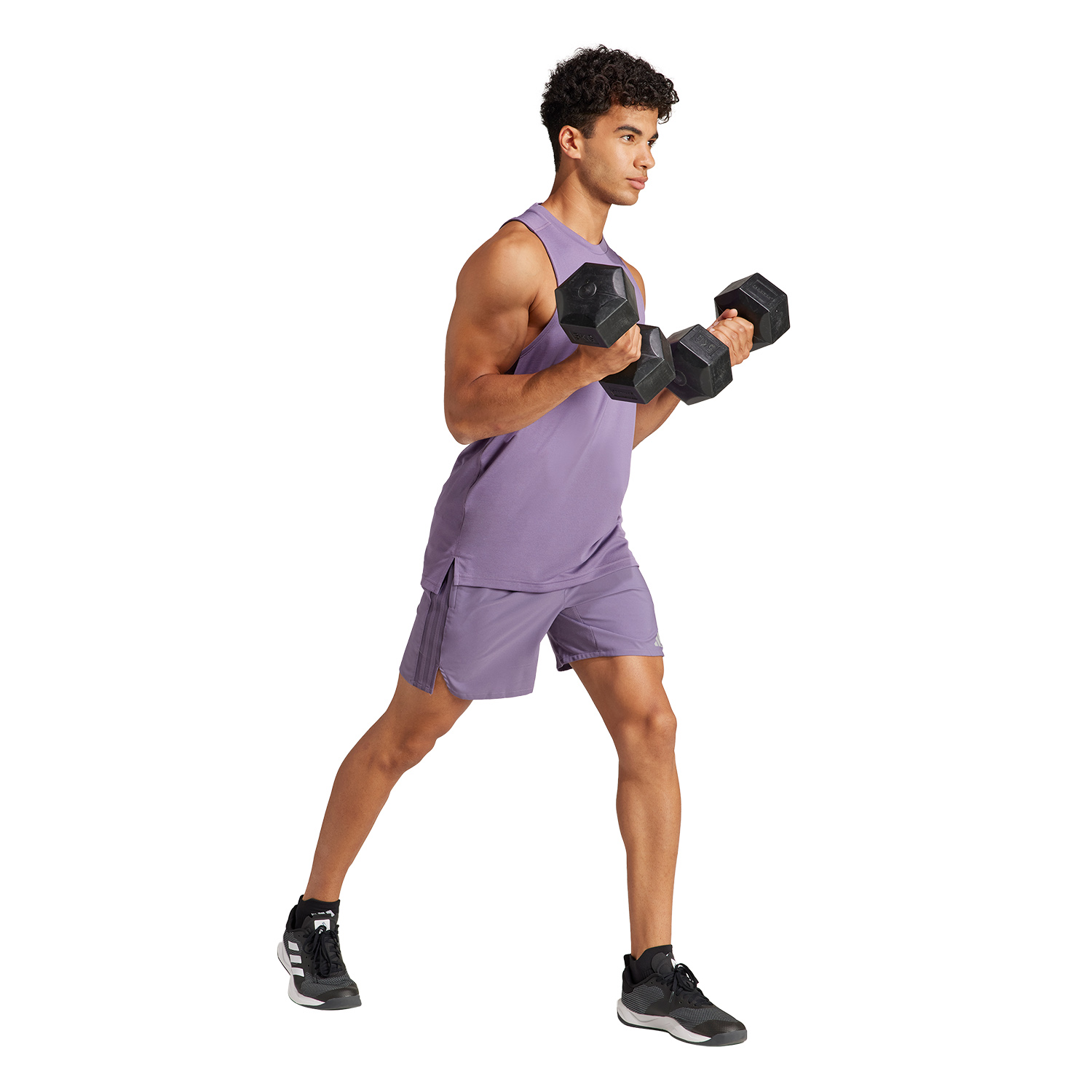 adidas HIIT 3 Stripes 7in Pantaloncini Shadow Violet