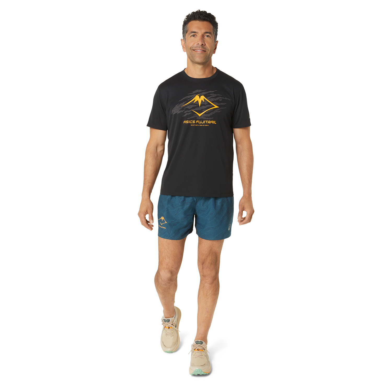 Asics Fujitrail Logo Maglietta Performance Black/Carbon/Fellow Yellow