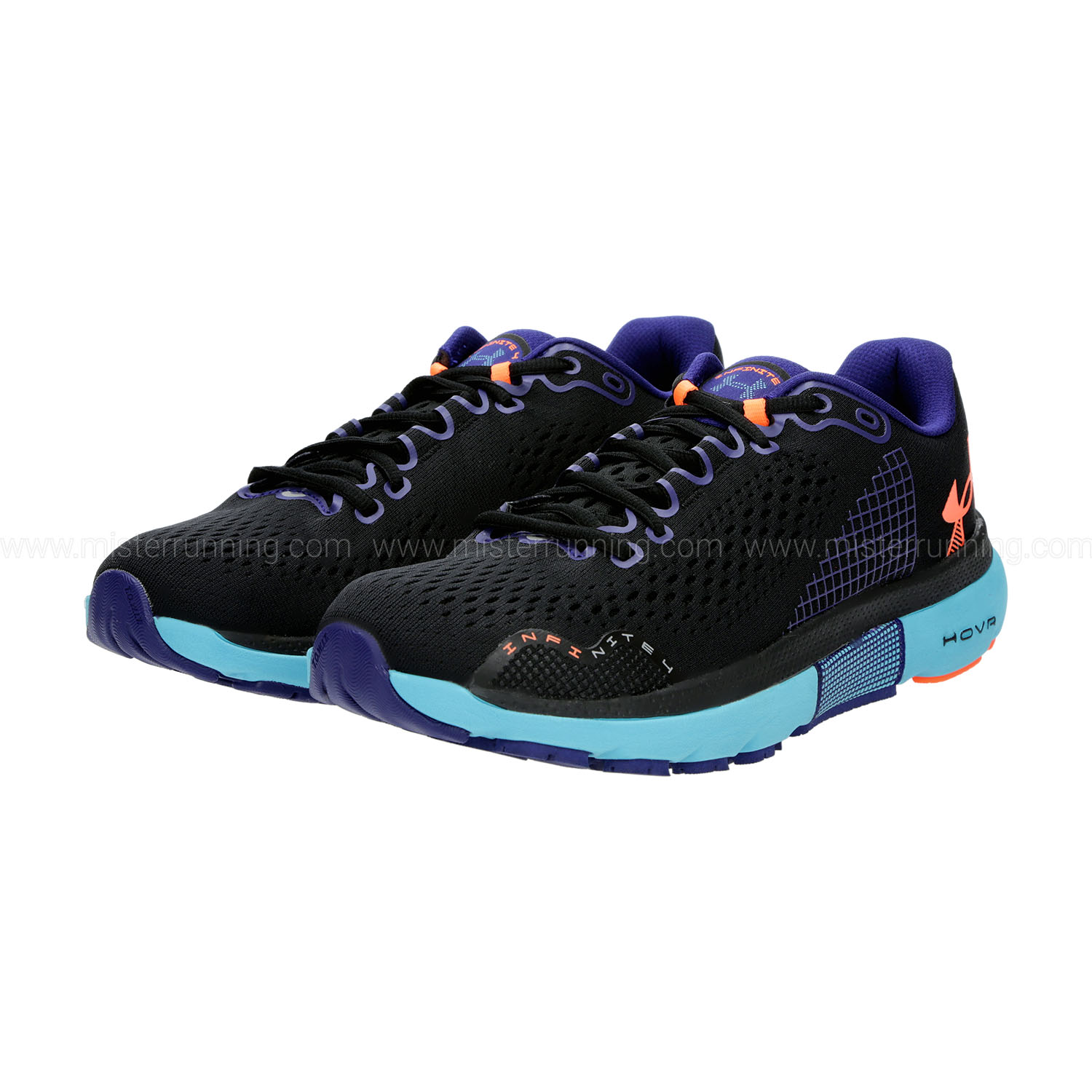Under Armour HOVR Infinite 4 Black/Blue Surf/Orange Blast