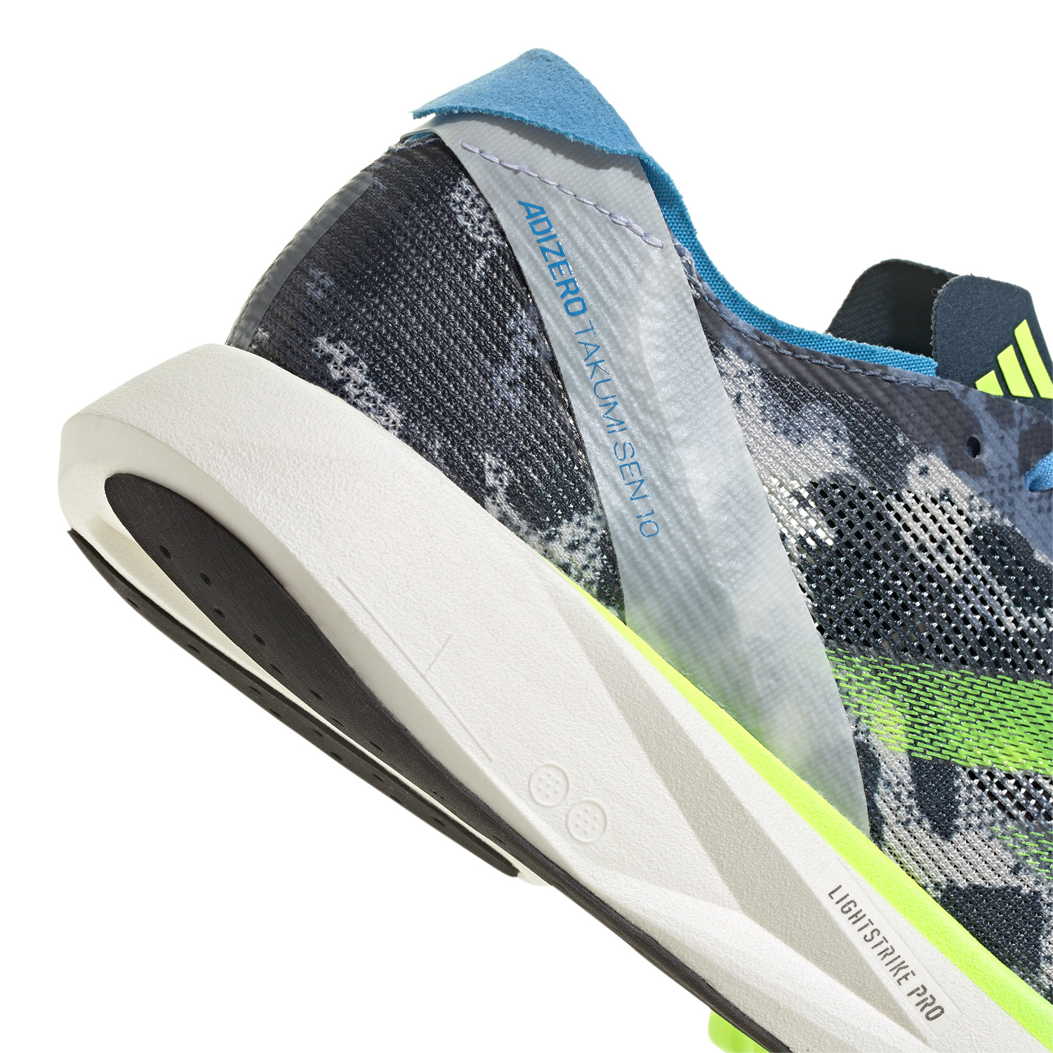 adidas Adizero Takumi Sen 10 Crystal White/Lucid Lemon/Blue Burst