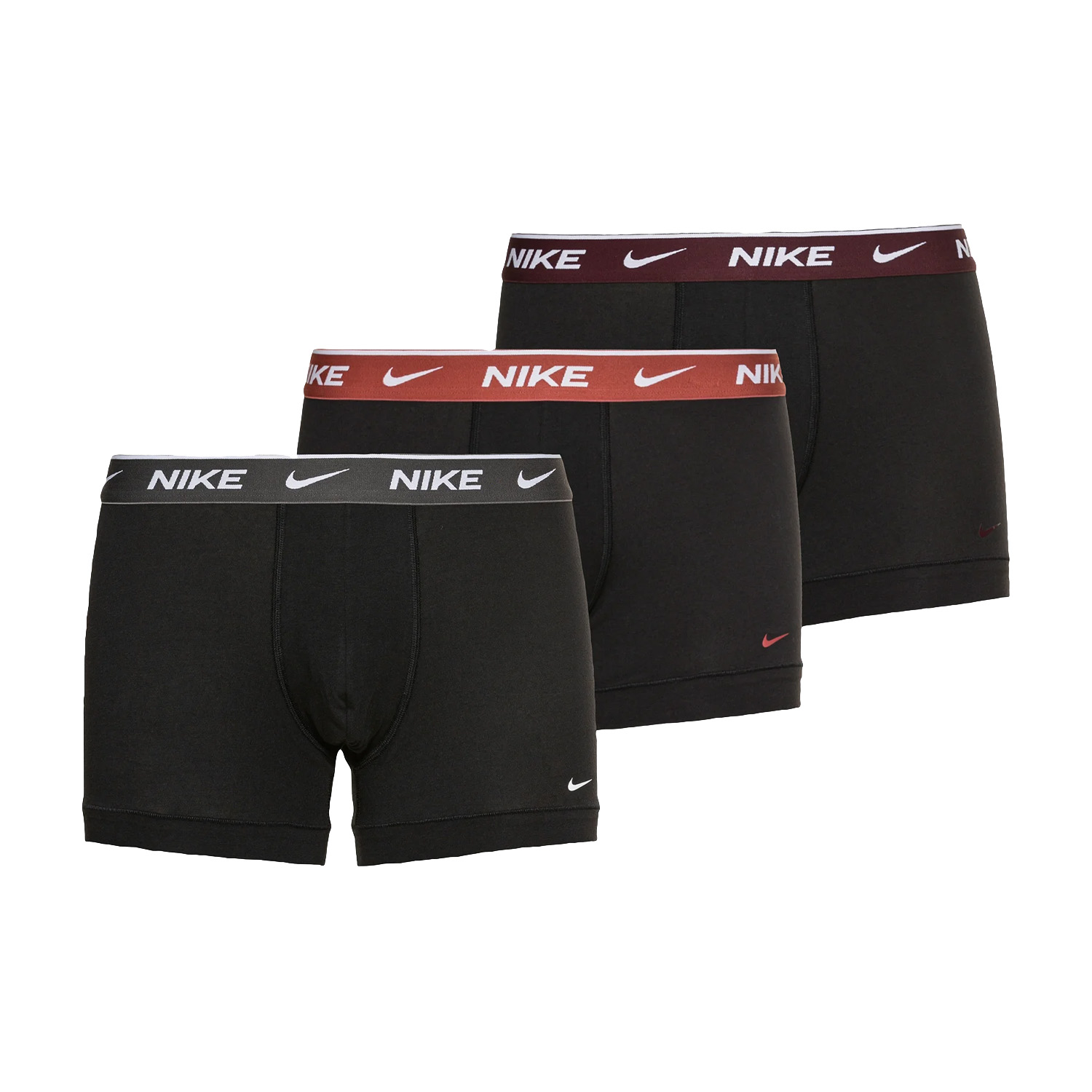Nike Everyday Stretch x 3 Boxer Black/Rust/Charcoal Heather/Burgundy